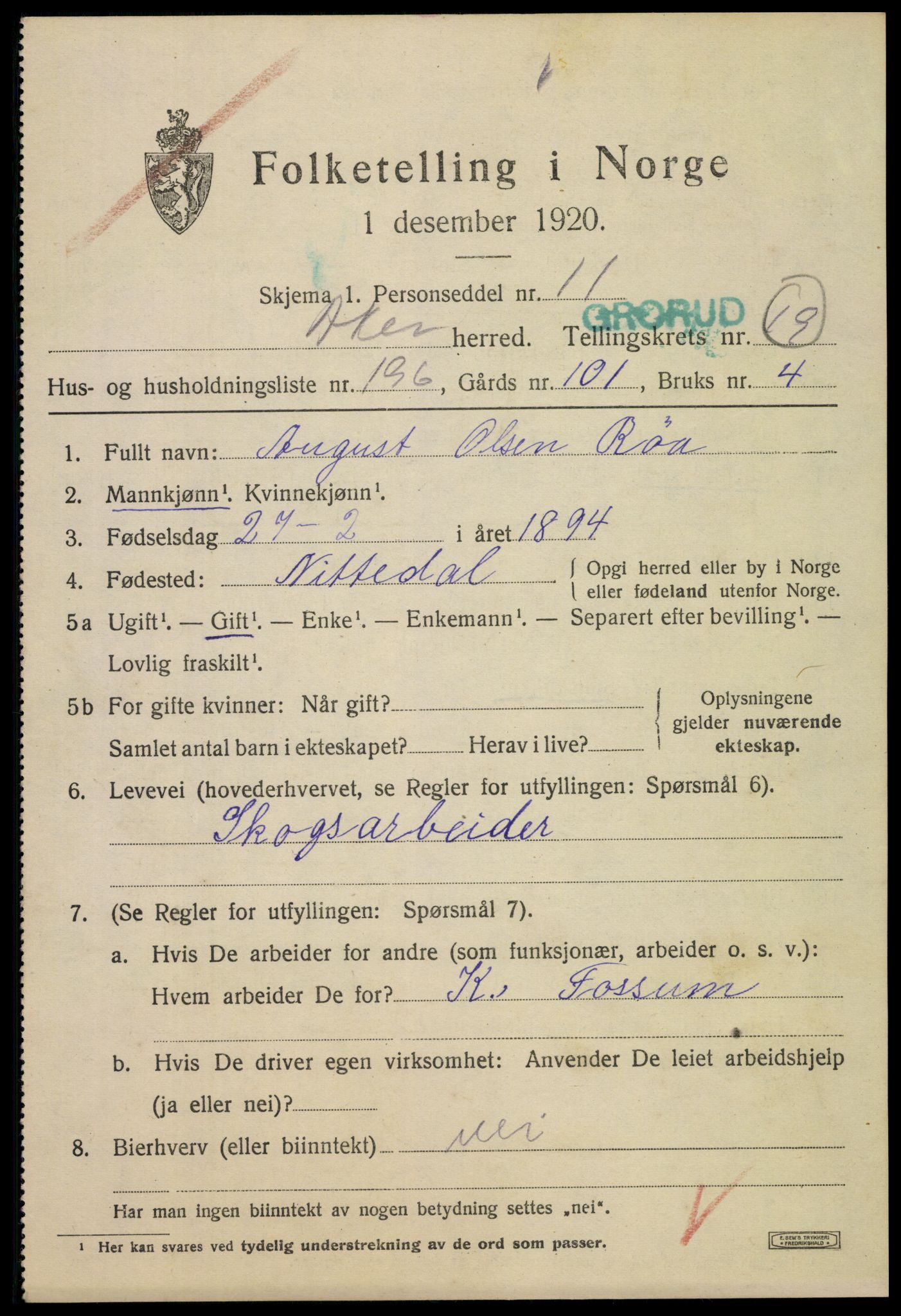 SAO, Folketelling 1920 for 0218 Aker herred, 1920, s. 121108