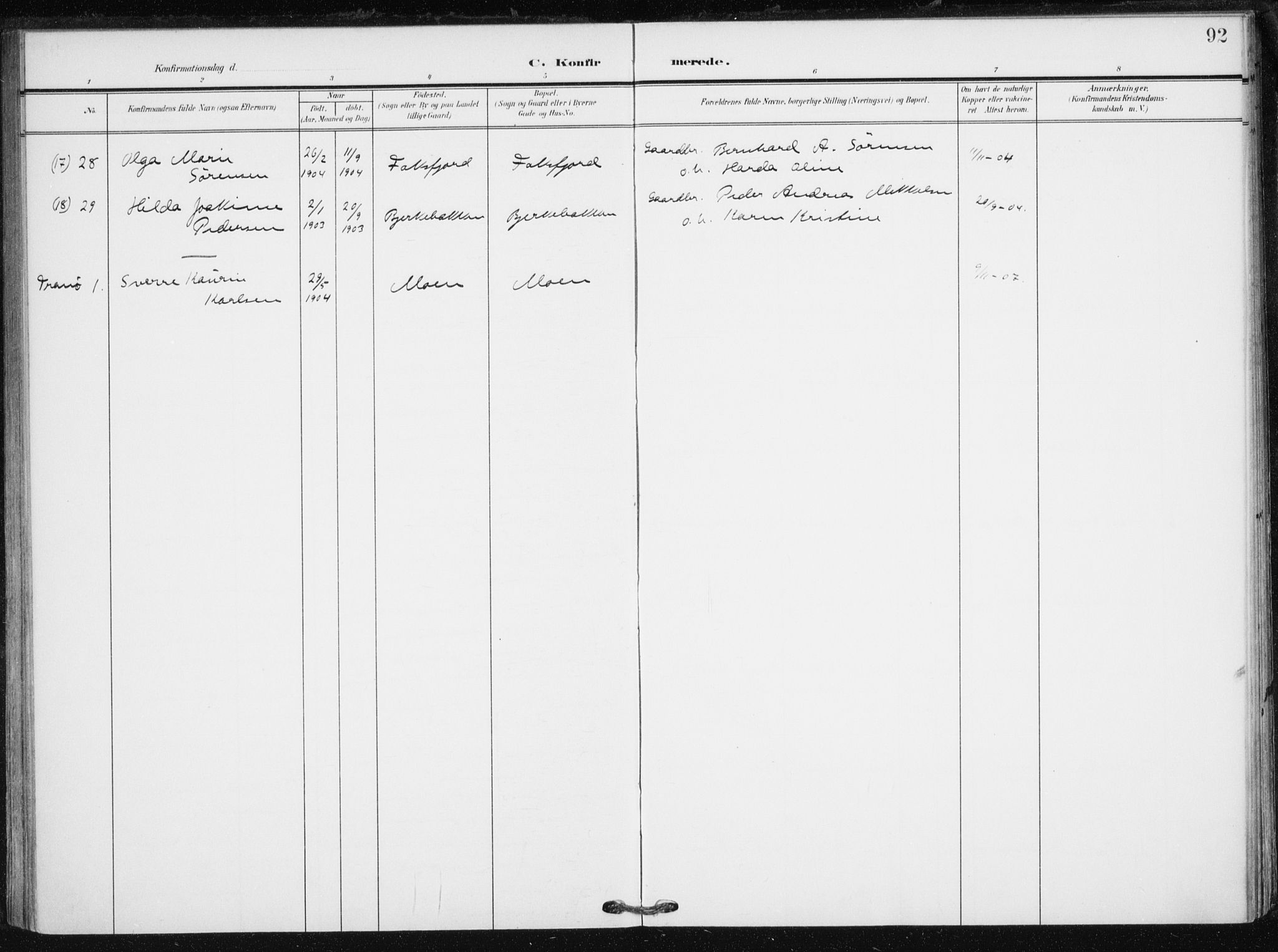 Tranøy sokneprestkontor, AV/SATØ-S-1313/I/Ia/Iaa/L0013kirke: Ministerialbok nr. 13, 1905-1922, s. 92