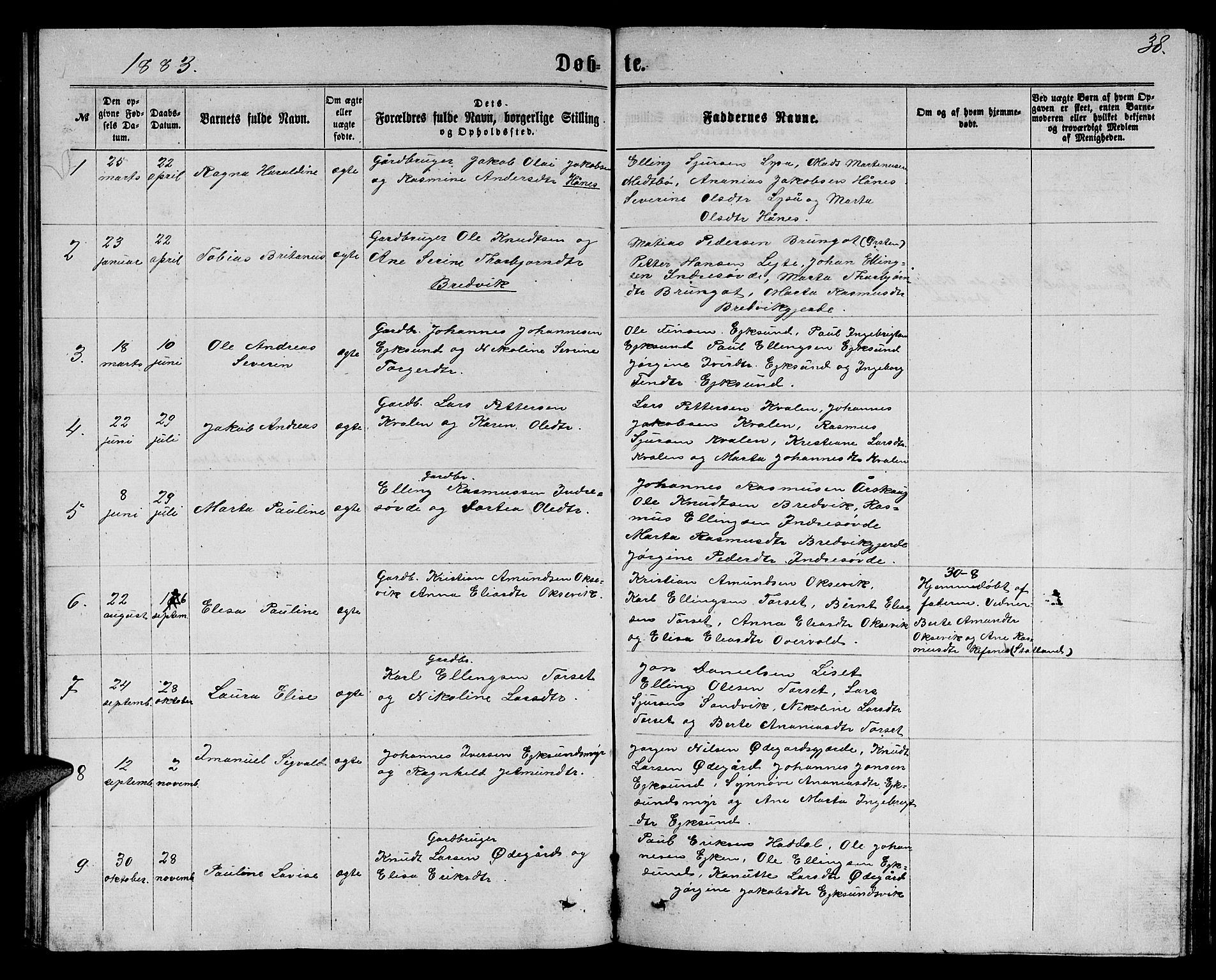 Ministerialprotokoller, klokkerbøker og fødselsregistre - Møre og Romsdal, SAT/A-1454/504/L0059: Klokkerbok nr. 504C01, 1863-1883, s. 38