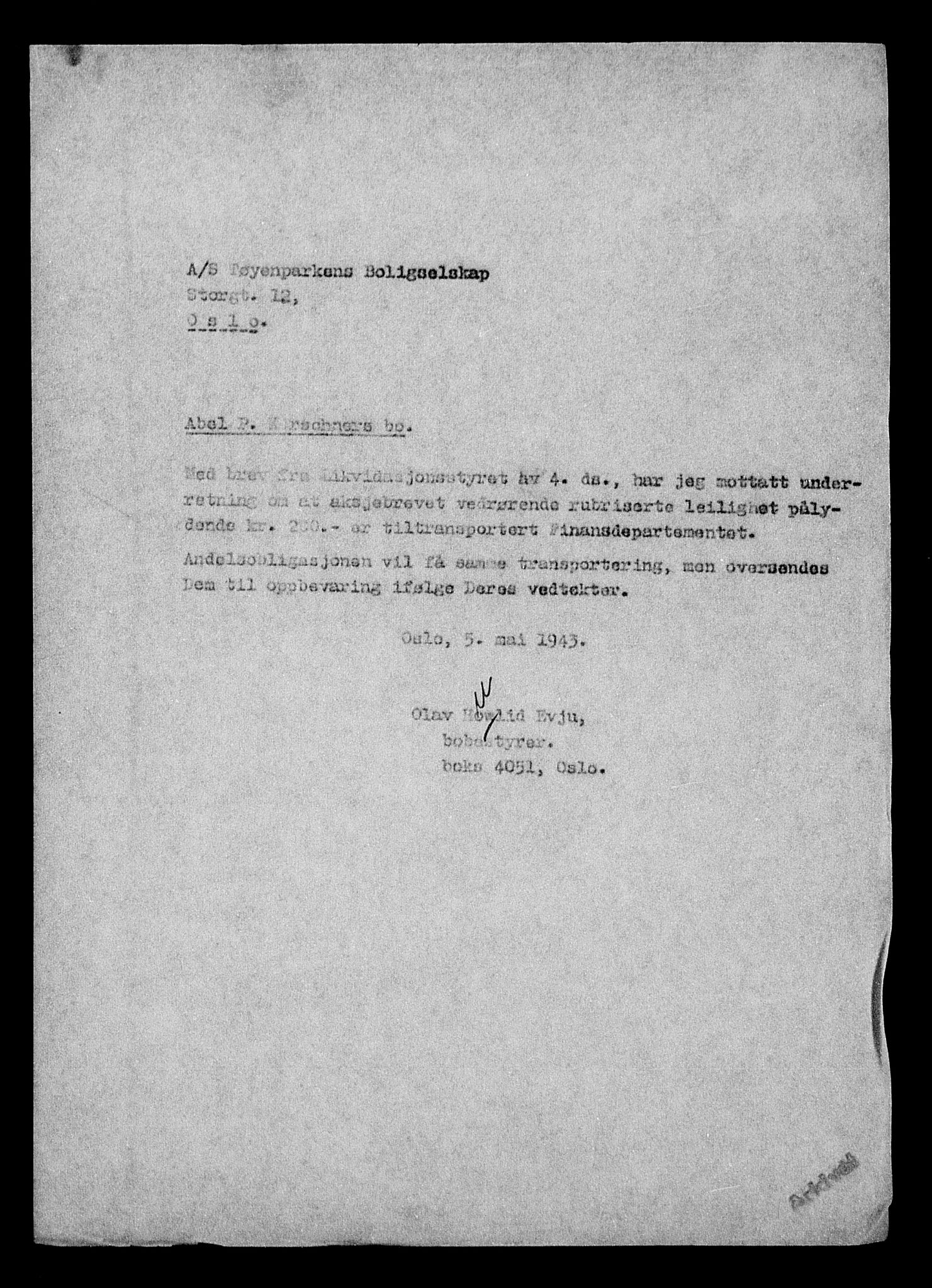 Justisdepartementet, Tilbakeføringskontoret for inndratte formuer, AV/RA-S-1564/H/Hc/Hcc/L0951: --, 1945-1947, s. 416