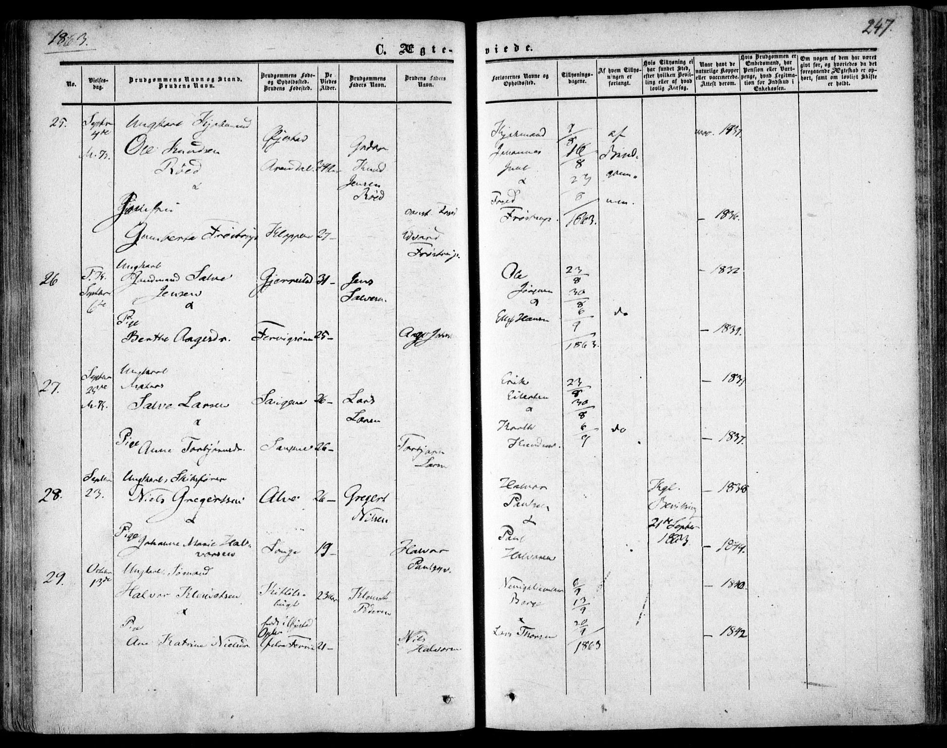 Tromøy sokneprestkontor, AV/SAK-1111-0041/F/Fa/L0006: Ministerialbok nr. A 6, 1855-1863, s. 247