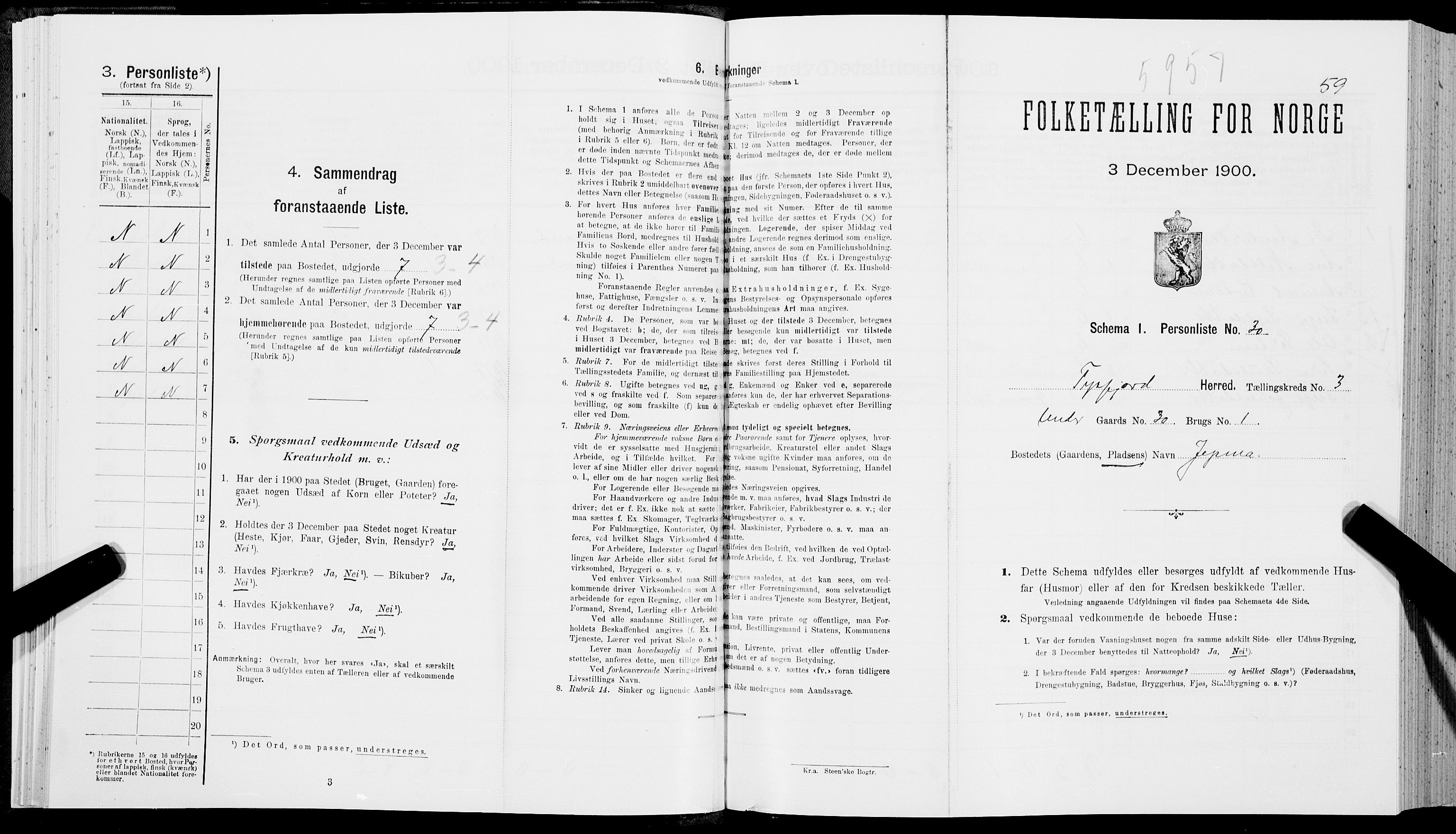 SAT, Folketelling 1900 for 1850 Tysfjord herred, 1900, s. 355