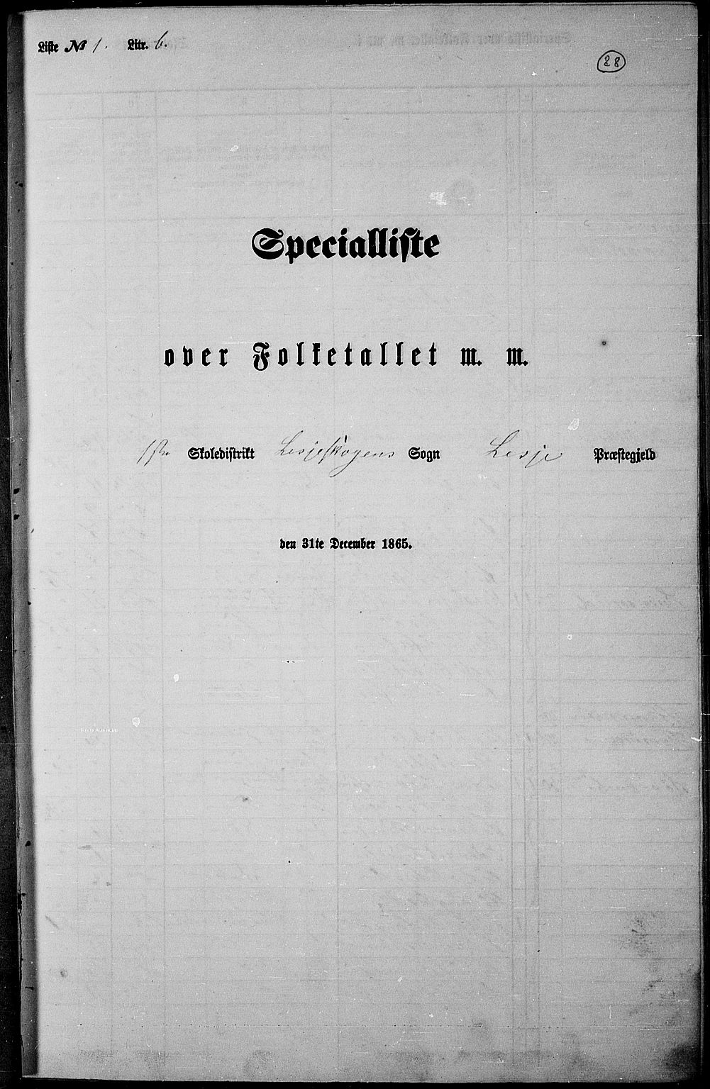 RA, Folketelling 1865 for 0512P Lesja prestegjeld, 1865, s. 29