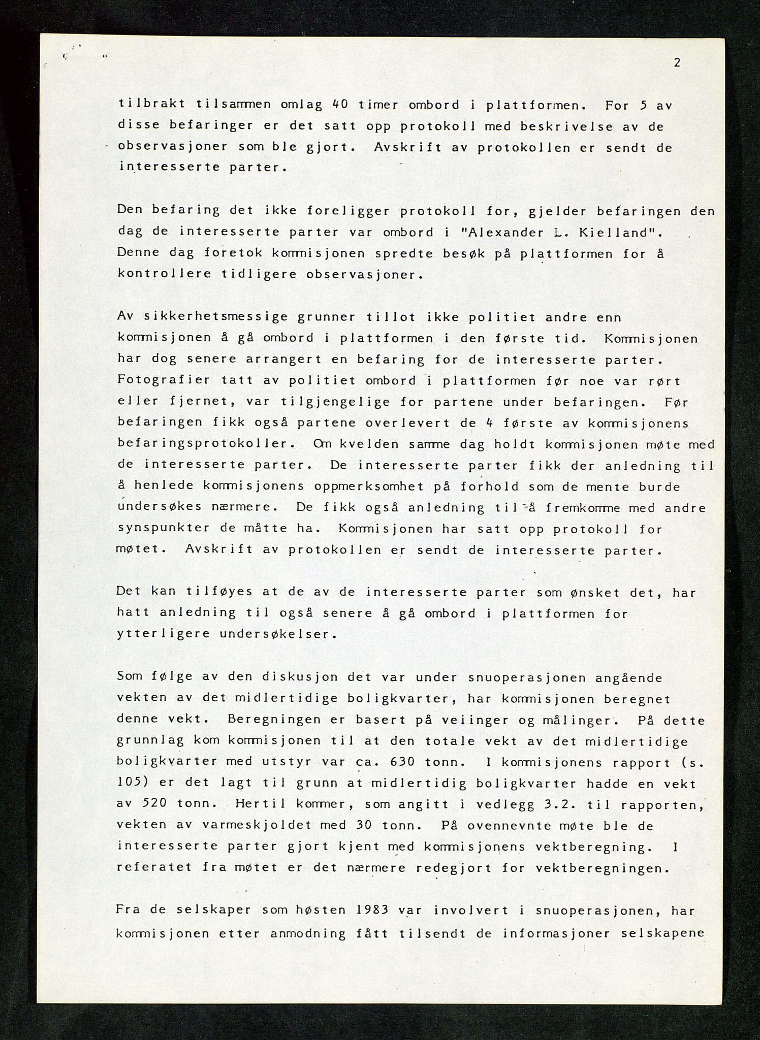 Pa 1503 - Stavanger Drilling AS, AV/SAST-A-101906/Da/L0018: Alexander L. Kielland - Saks- og korrespondansearkiv, 1982-1991, s. 3