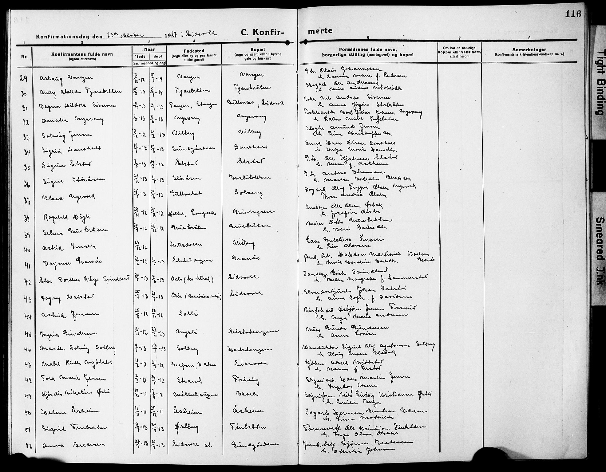 Eidsvoll prestekontor Kirkebøker, AV/SAO-A-10888/G/Ga/L0009: Klokkerbok nr. I 9, 1914-1927, s. 116