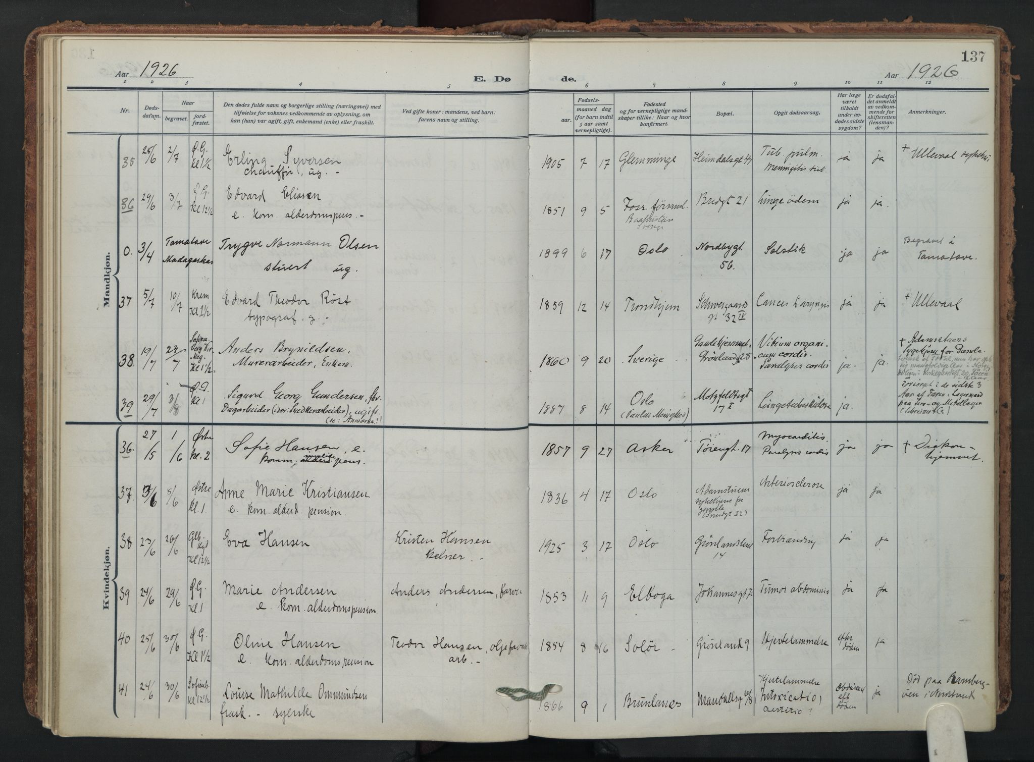 Grønland prestekontor Kirkebøker, AV/SAO-A-10848/F/Fa/L0019: Ministerialbok nr. 19, 1918-1938, s. 137