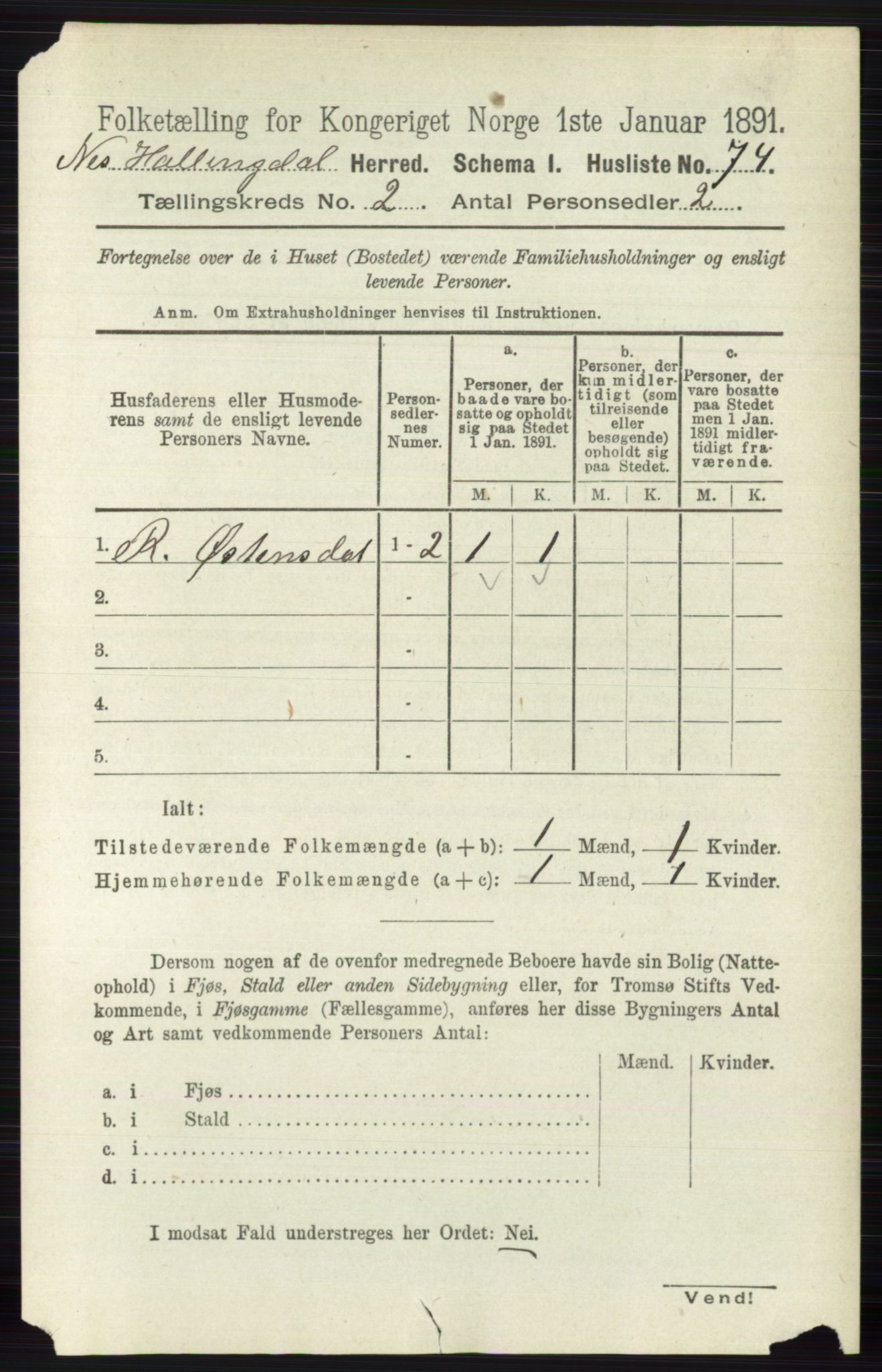 RA, Folketelling 1891 for 0616 Nes herred, 1891, s. 984