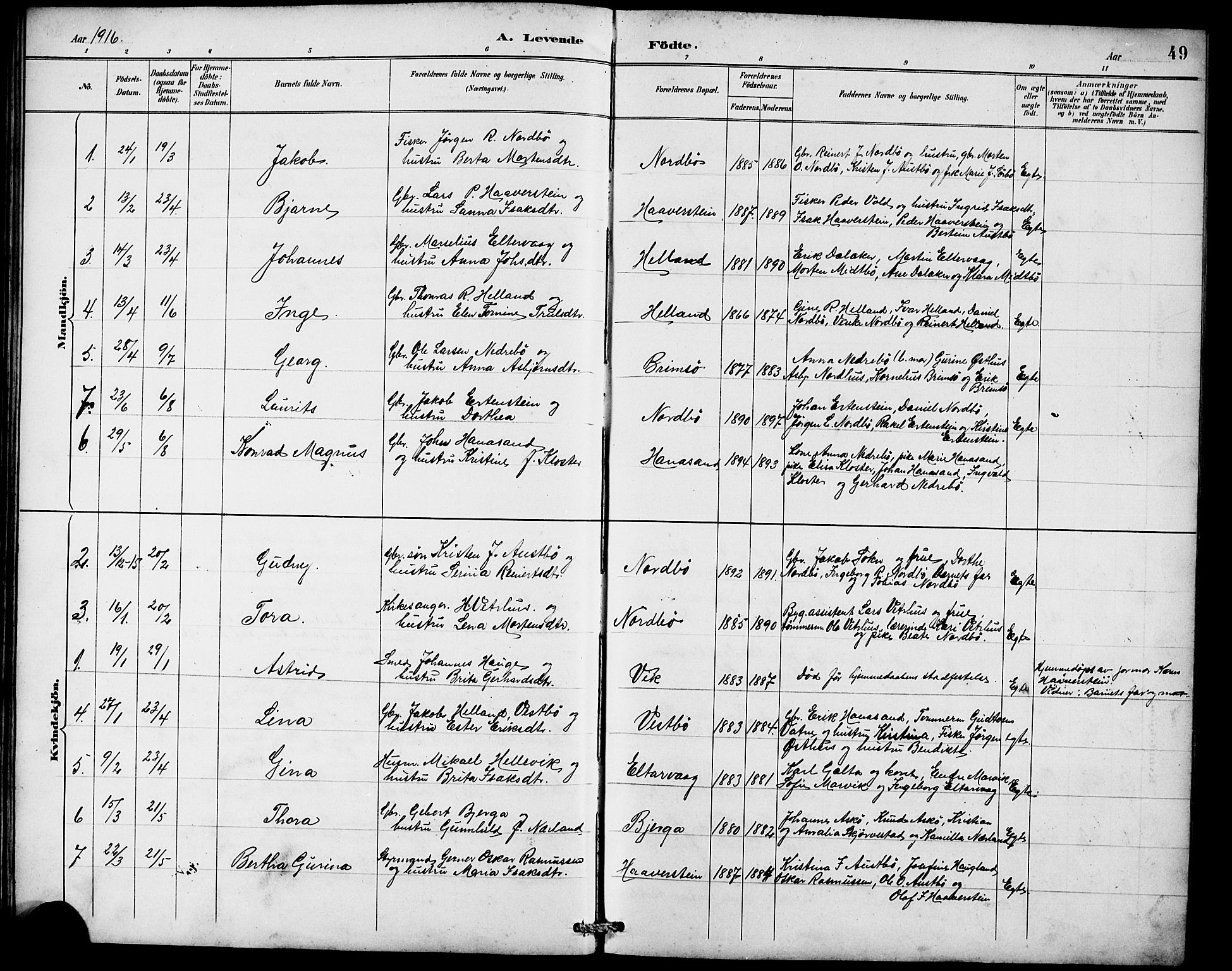 Rennesøy sokneprestkontor, SAST/A -101827/H/Ha/Hab/L0010: Klokkerbok nr. B 9, 1890-1918, s. 49