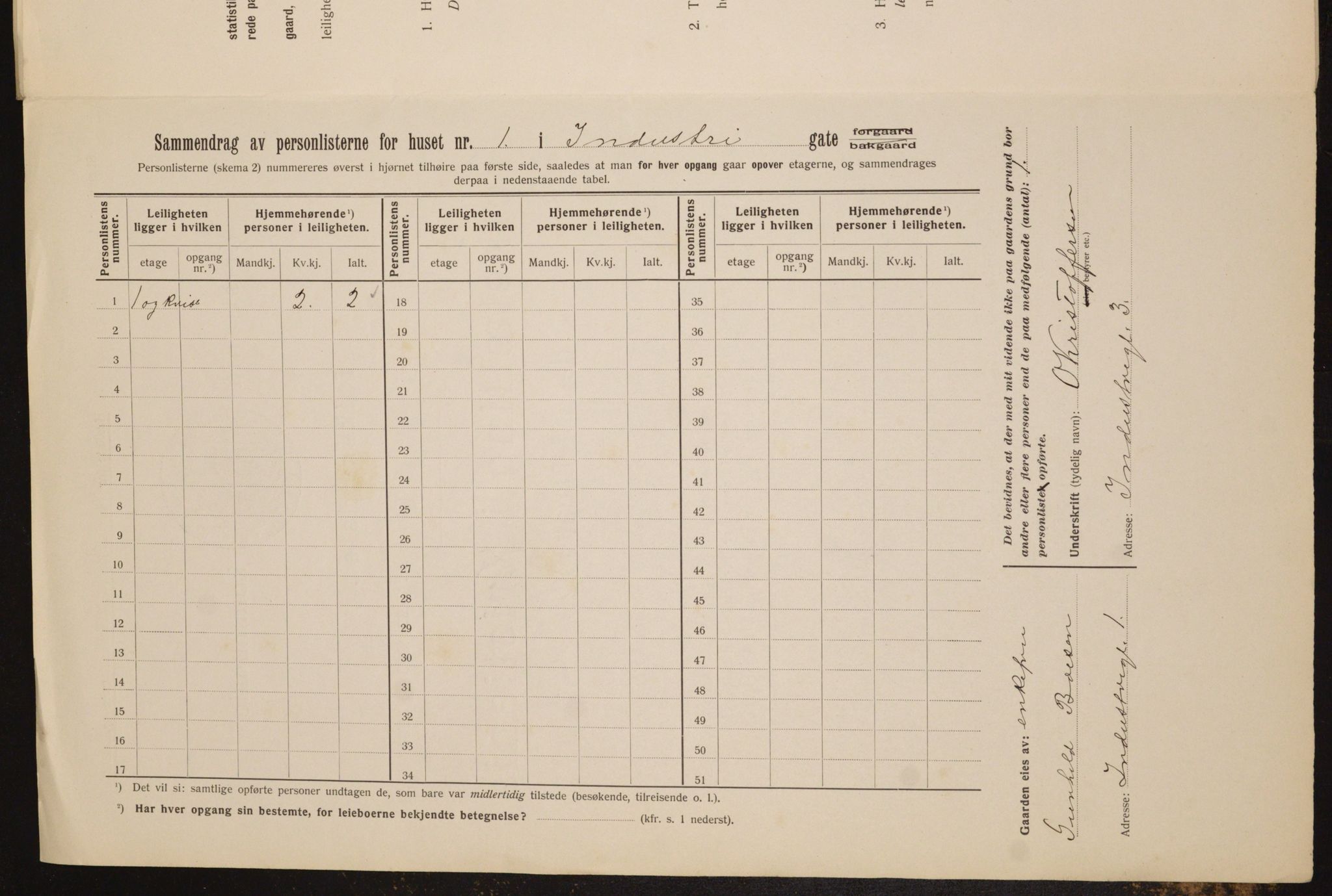 OBA, Kommunal folketelling 1.2.1912 for Kristiania, 1912, s. 43553