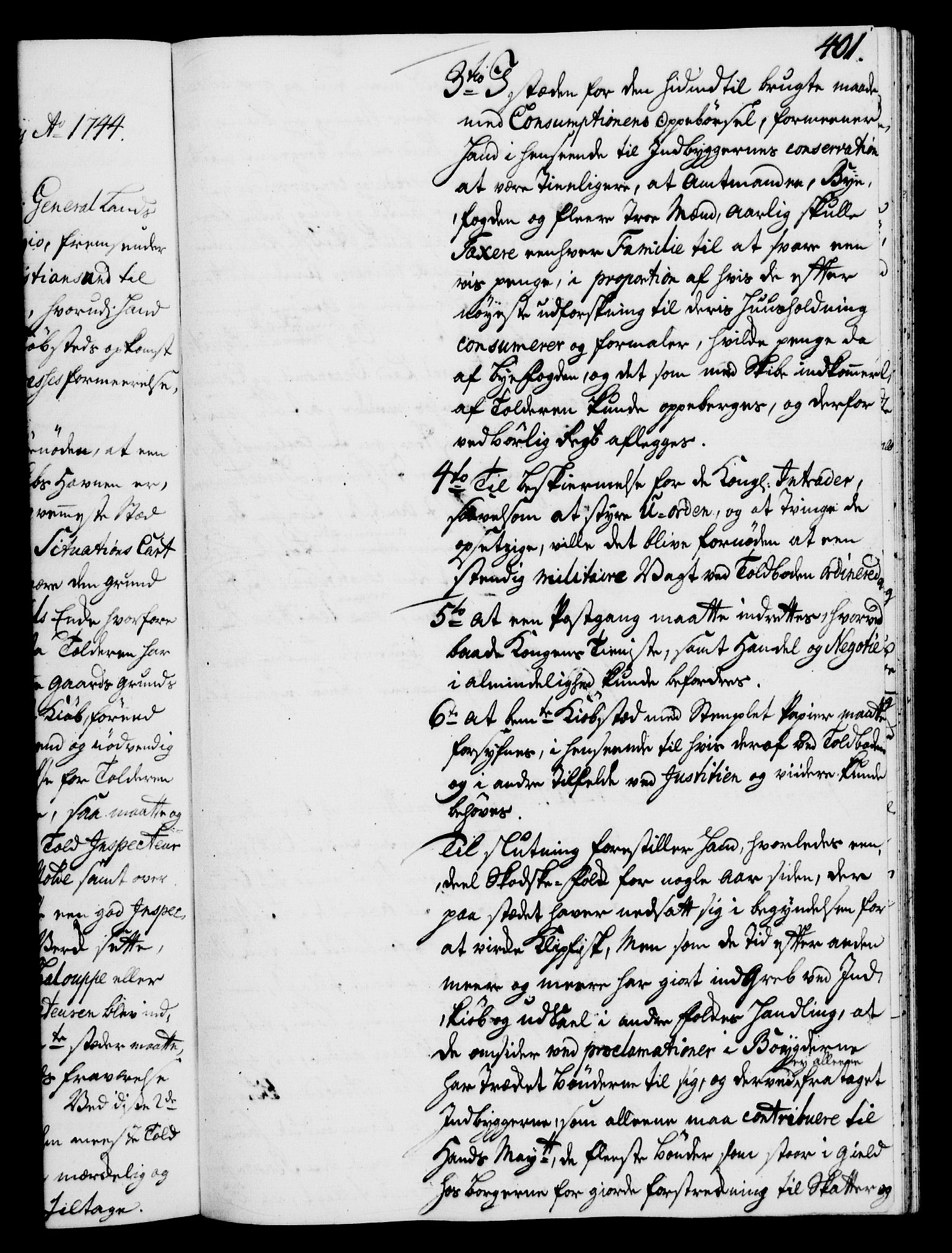 Rentekammeret, Kammerkanselliet, RA/EA-3111/G/Gh/Gha/L0025: Norsk ekstraktmemorialprotokoll (merket RK 53.70), 1743-1744, s. 401