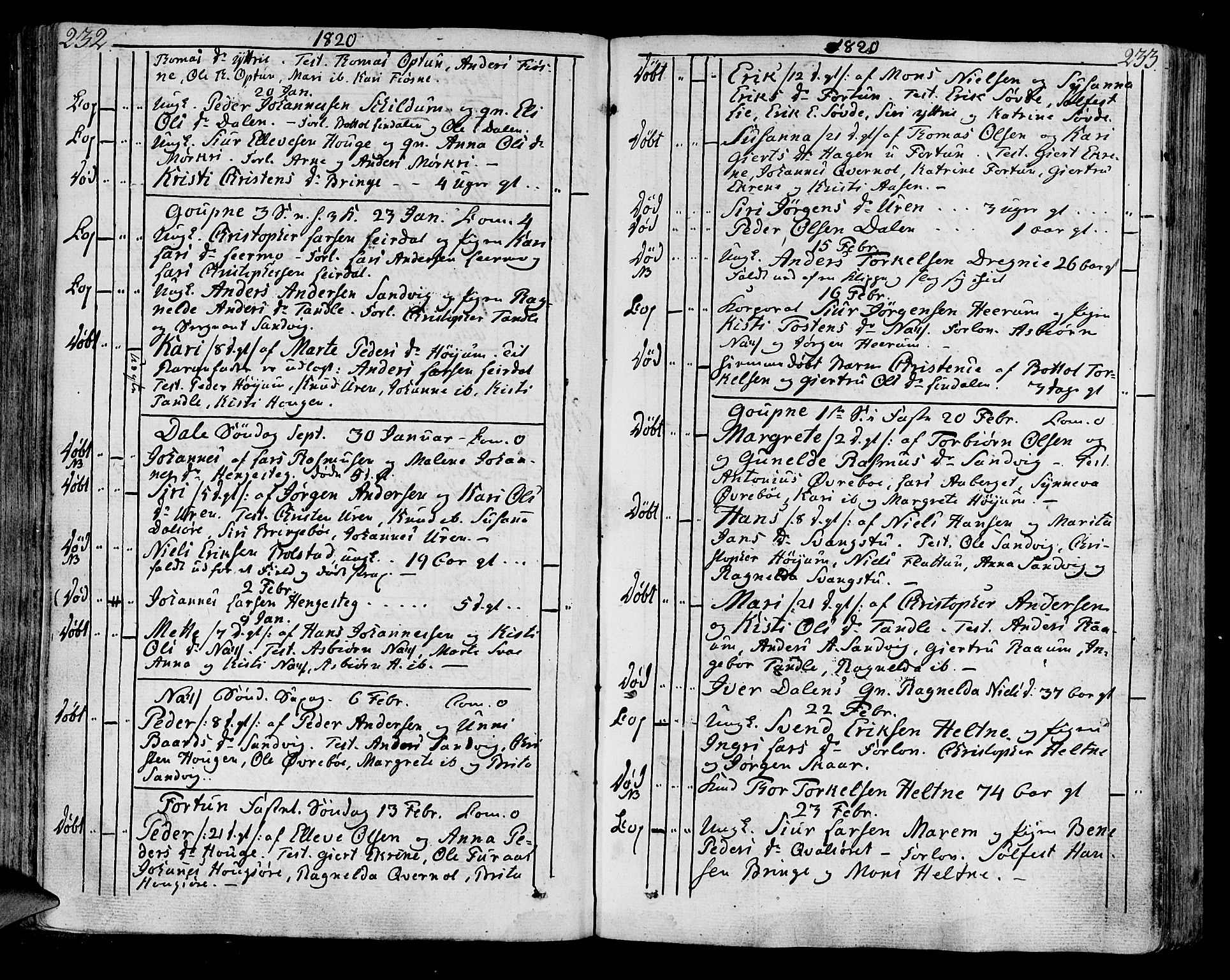 Luster sokneprestembete, AV/SAB-A-81101/H/Haa/Haaa/L0003: Ministerialbok nr. A 3, 1803-1821, s. 232-233
