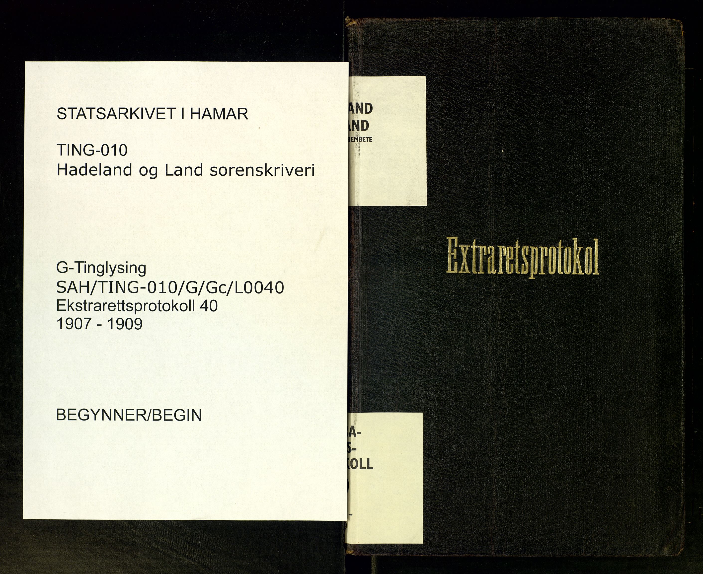 Hadeland og Land tingrett, AV/SAH-TING-010/G/Gc/L0040: Ekstrarettsprotokoll, 1907-1909