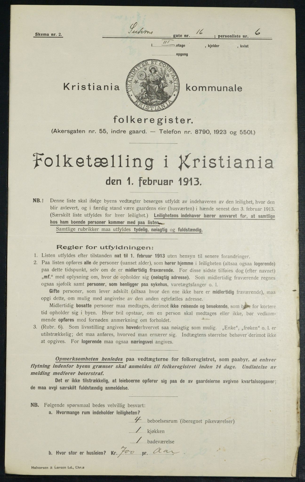 OBA, Kommunal folketelling 1.2.1913 for Kristiania, 1913, s. 104754