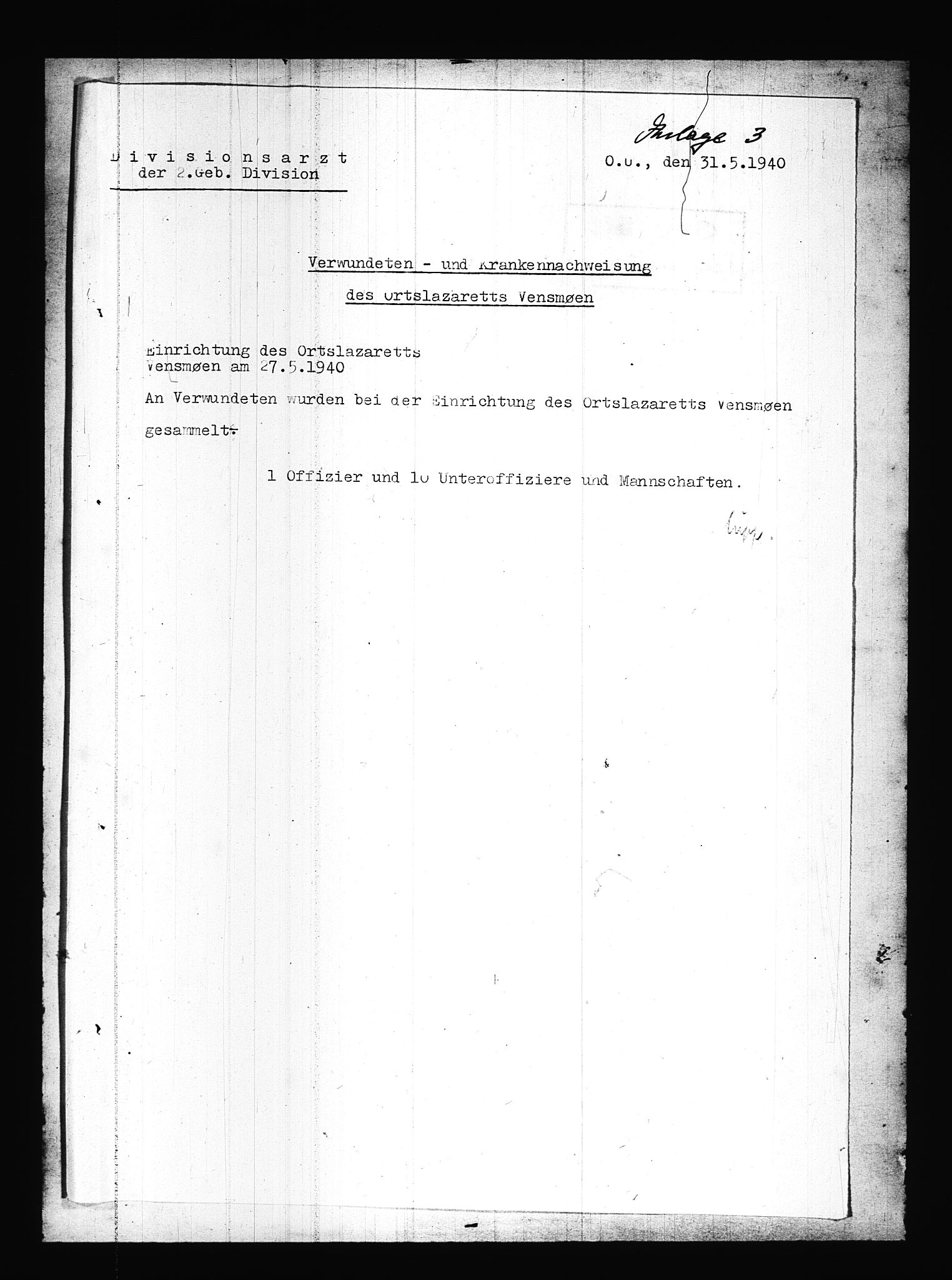 Documents Section, AV/RA-RAFA-2200/V/L0086: Amerikansk mikrofilm "Captured German Documents".
Box No. 725.  FKA jnr. 601/1954., 1940, s. 97