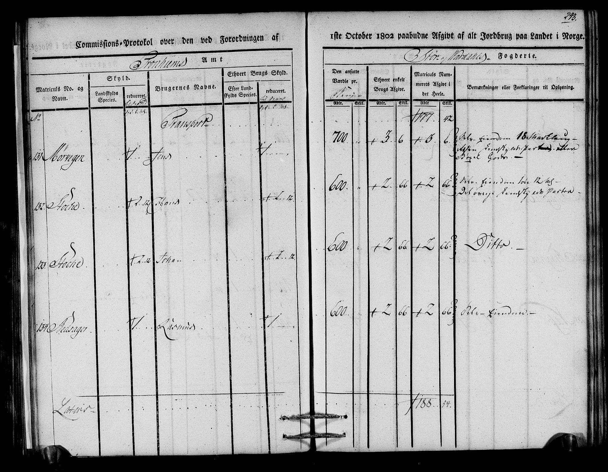 Rentekammeret inntil 1814, Realistisk ordnet avdeling, AV/RA-EA-4070/N/Ne/Nea/L0148: Stjørdal og Verdal fogderi. Kommisjonsprotokoll, 1803, s. 245