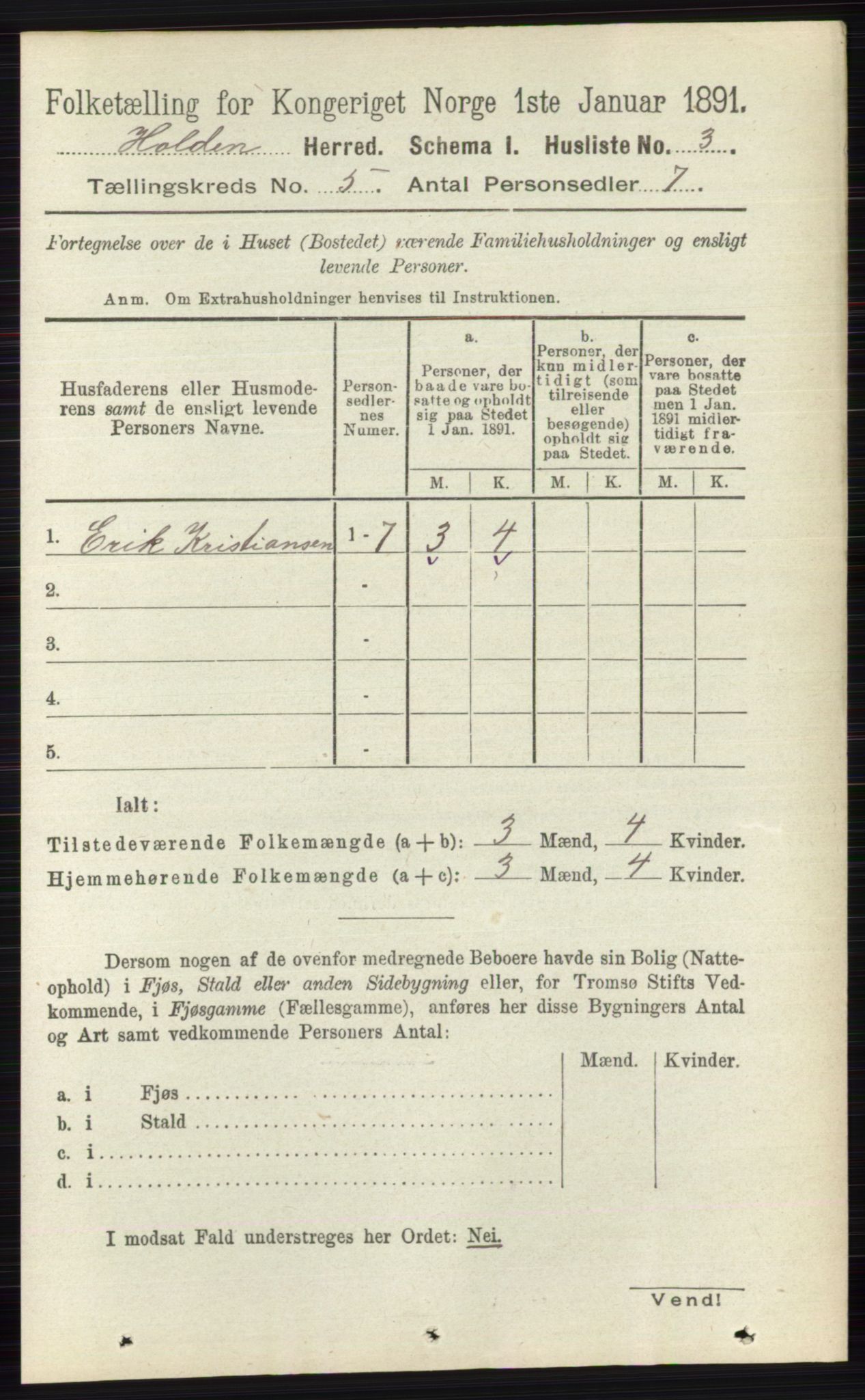 RA, Folketelling 1891 for 0819 Holla herred, 1891, s. 2730