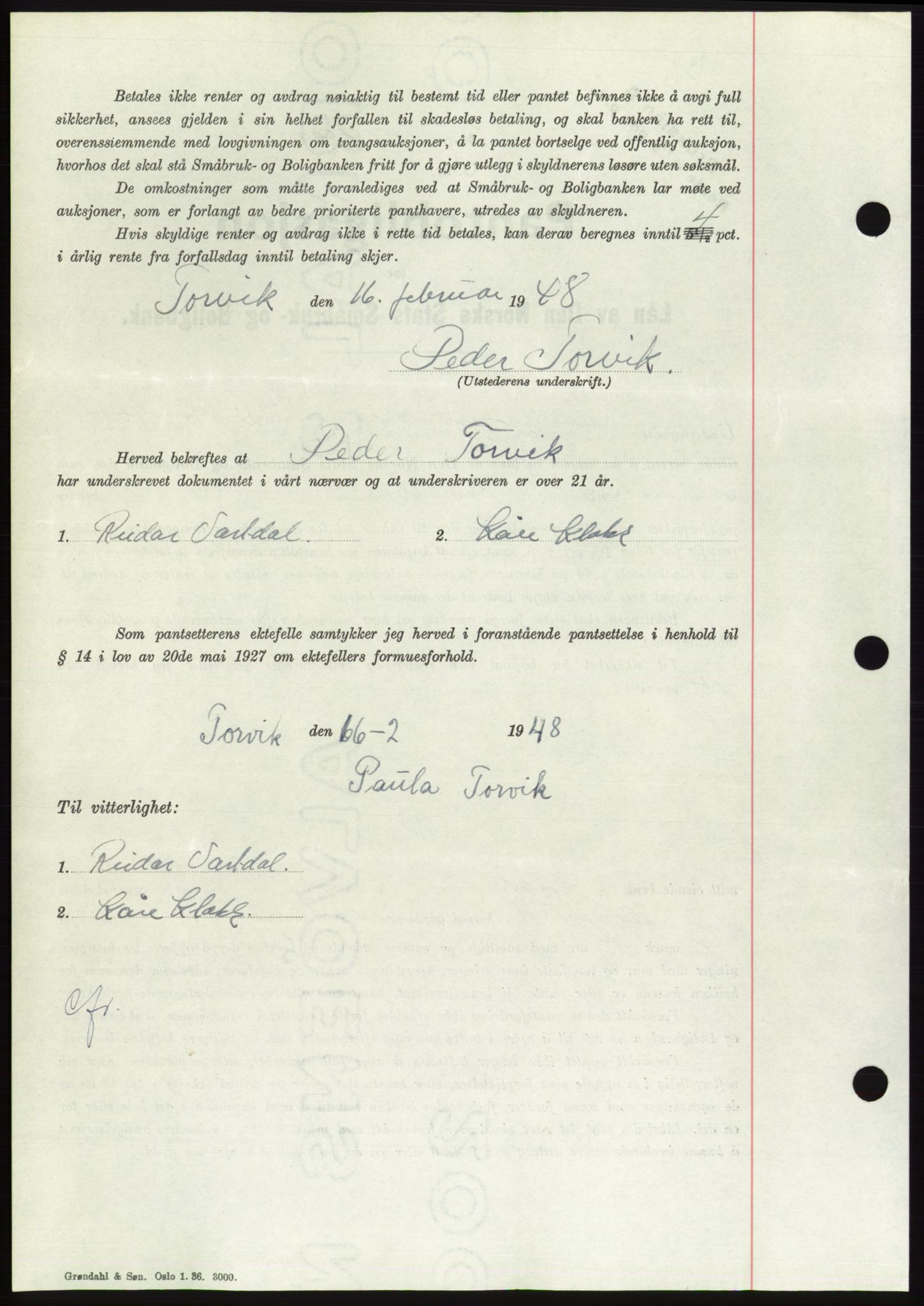 Søre Sunnmøre sorenskriveri, AV/SAT-A-4122/1/2/2C/L0115: Pantebok nr. 3B, 1947-1948, Dagboknr: 218/1948