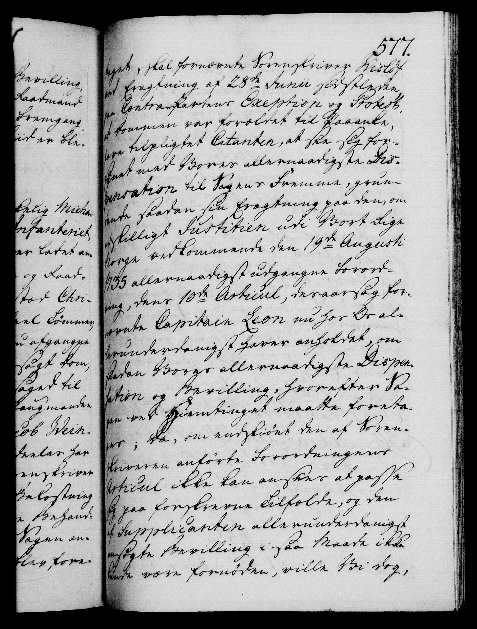 Danske Kanselli 1572-1799, AV/RA-EA-3023/F/Fc/Fca/Fcaa/L0040: Norske registre, 1757-1759, s. 577a