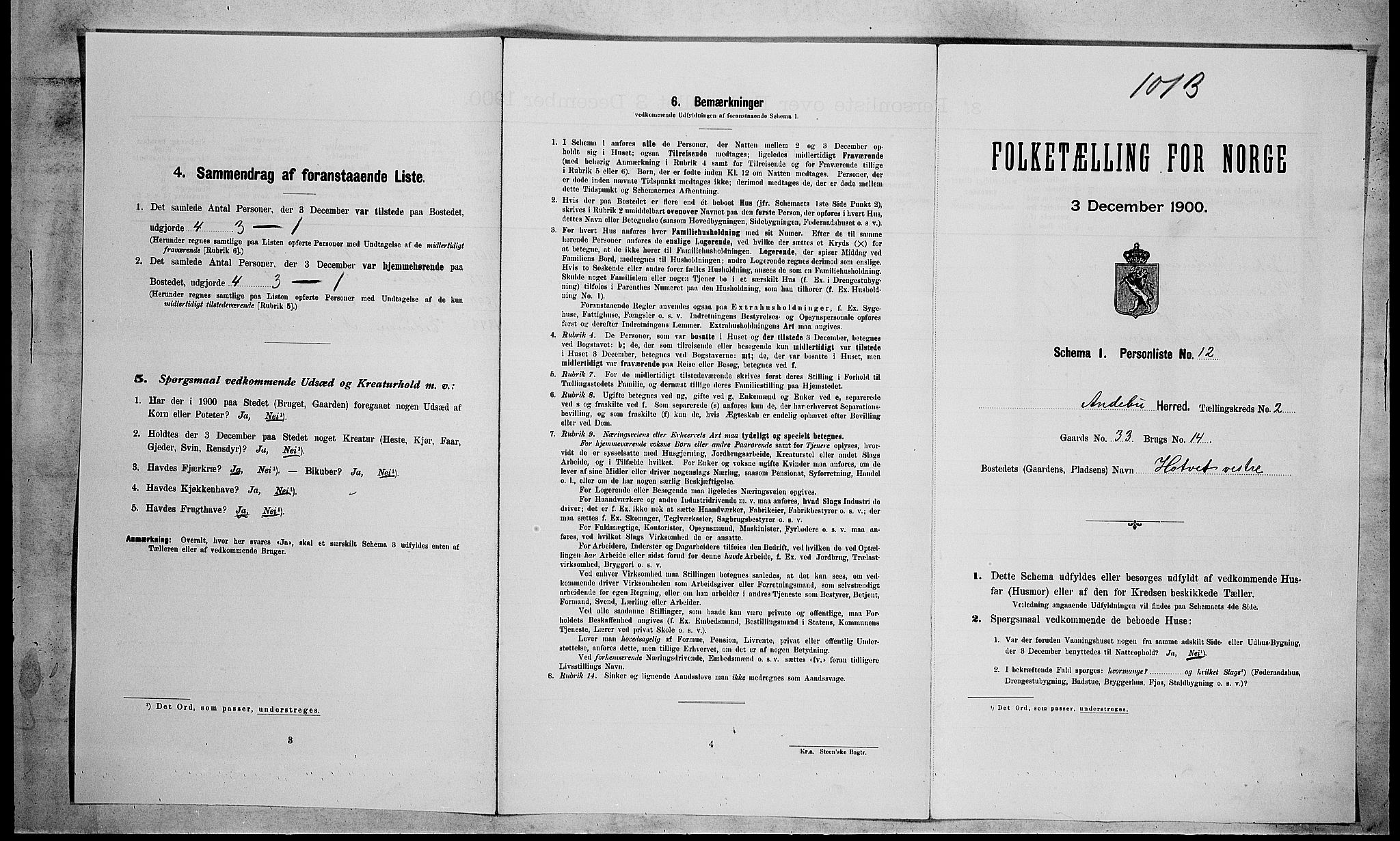 RA, Folketelling 1900 for 0719 Andebu herred, 1900, s. 245