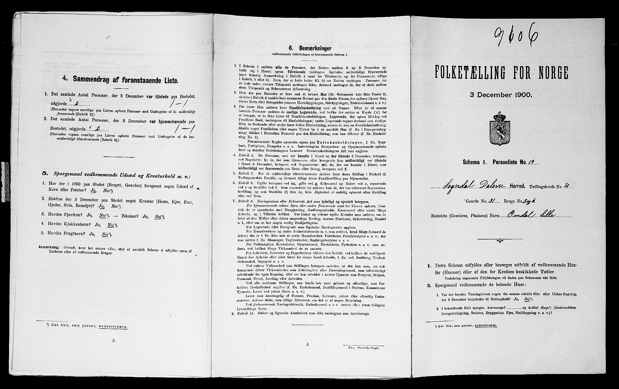 SAST, Folketelling 1900 for 1111 Sokndal herred, 1900, s. 315