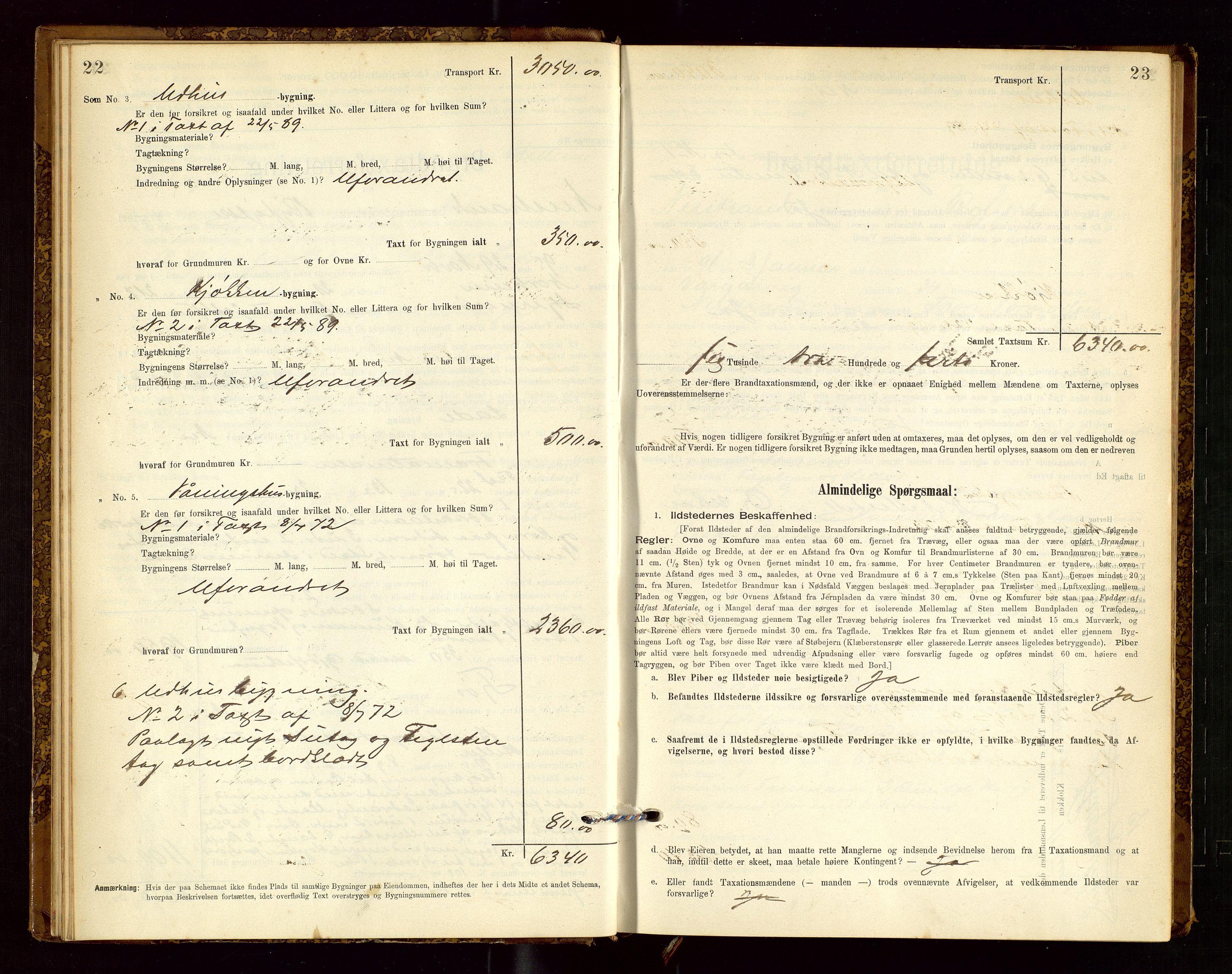 Nedstrand lensmannskontor, AV/SAST-A-100236/Gob/L0001: "Brandtaxationsprotokol for Nerstrand Lensmandsdistrikt Ryfylke fogderi", 1895-1915, s. 22-23