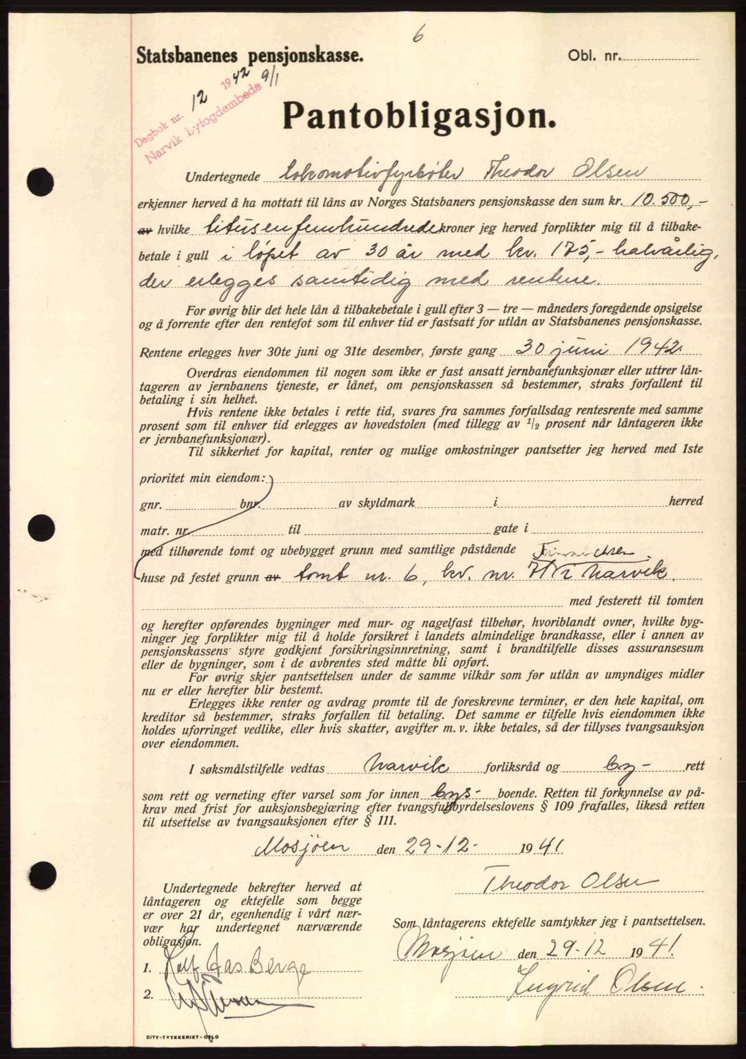 Narvik sorenskriveri, SAT/A-0002/1/2/2C/2Ca: Pantebok nr. A19, 1942-1943, Dagboknr: 12/1942