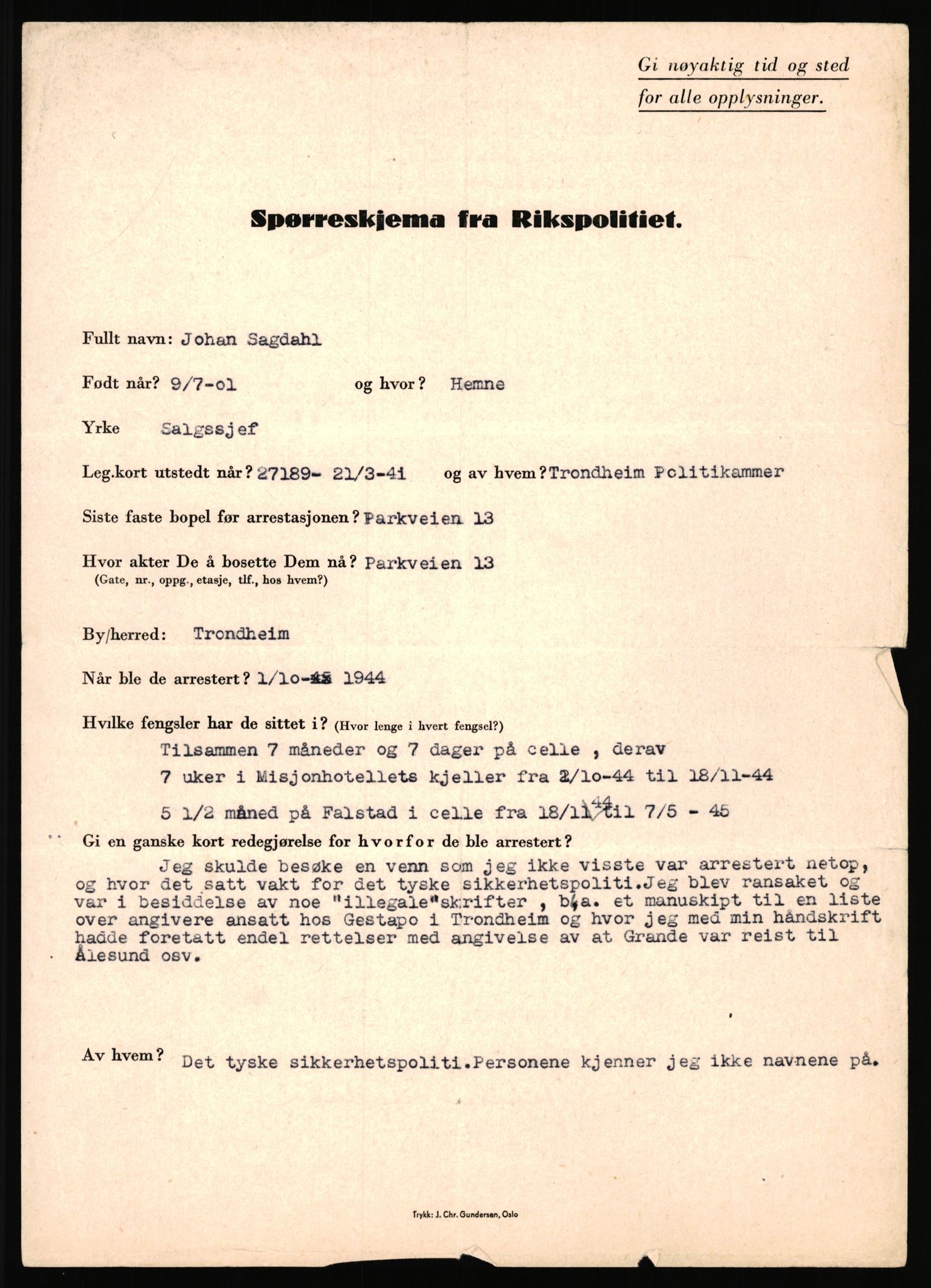 Rikspolitisjefen, AV/RA-S-1560/L/L0014: Pettersen, Aksel - Savosnick, Ernst, 1940-1945, s. 1076