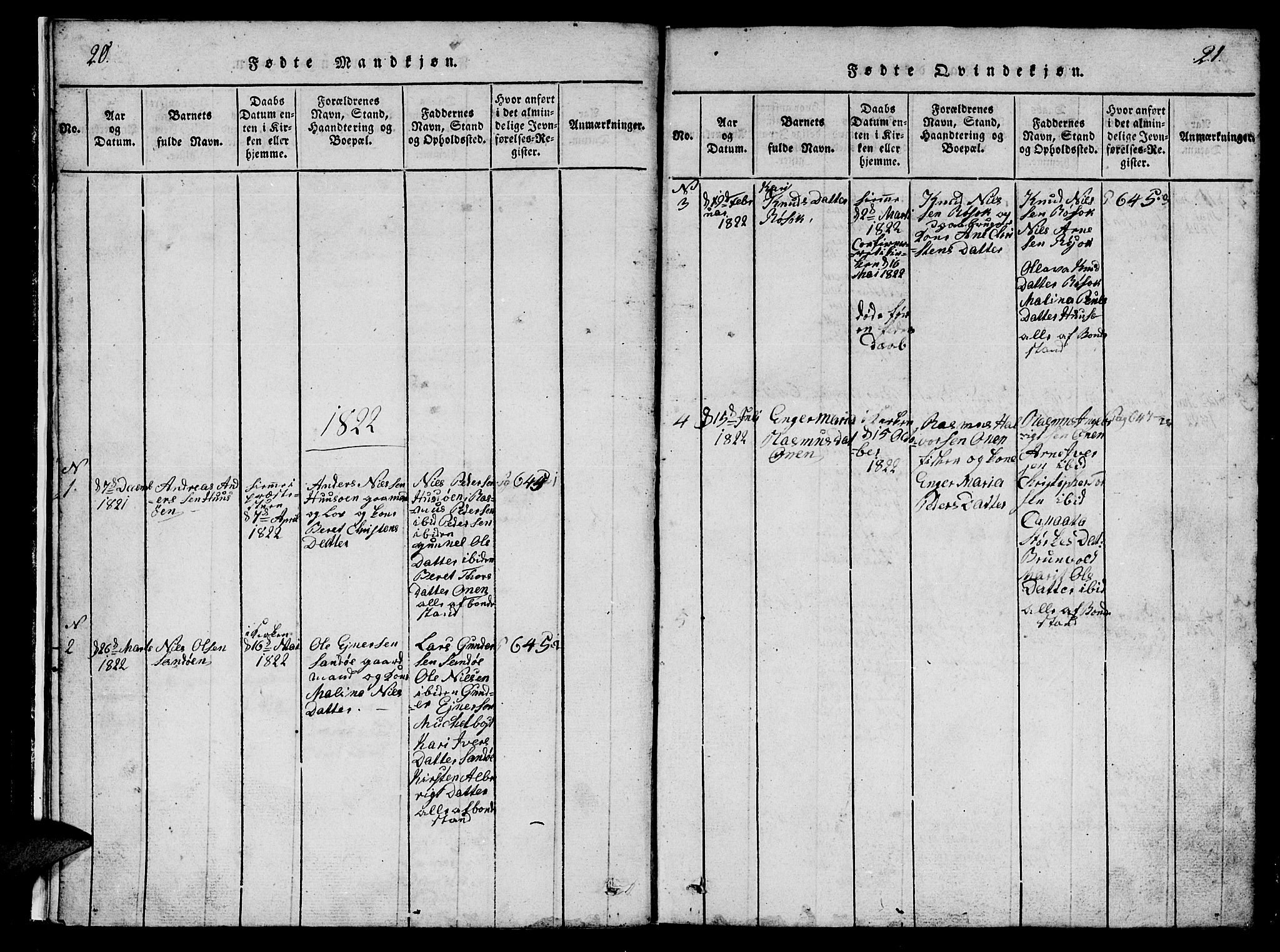 Ministerialprotokoller, klokkerbøker og fødselsregistre - Møre og Romsdal, SAT/A-1454/561/L0731: Klokkerbok nr. 561C01, 1817-1867, s. 20-21