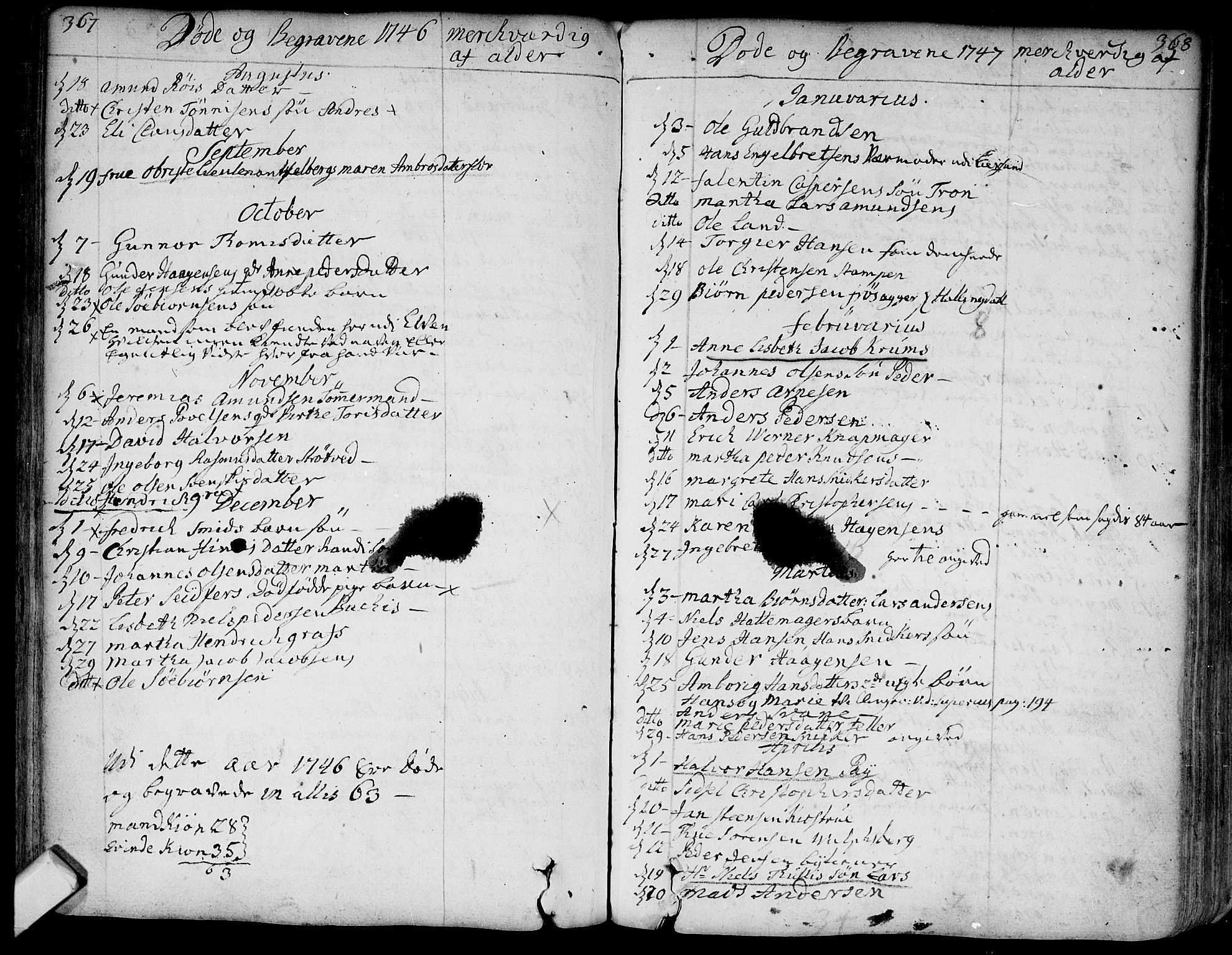 Bragernes kirkebøker, AV/SAKO-A-6/F/Fa/L0004: Ministerialbok nr. I 4, 1734-1759, s. 367-368