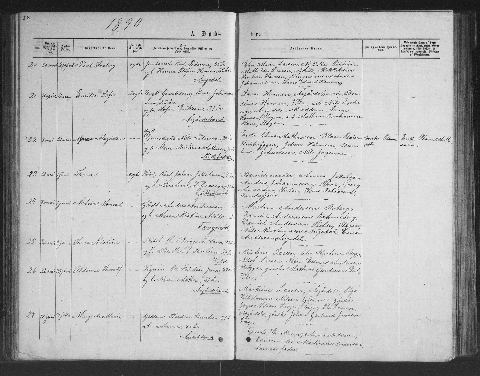 Borre kirkebøker, AV/SAKO-A-338/G/Ga/L0003: Klokkerbok nr. I 3, 1871-1892, s. 83