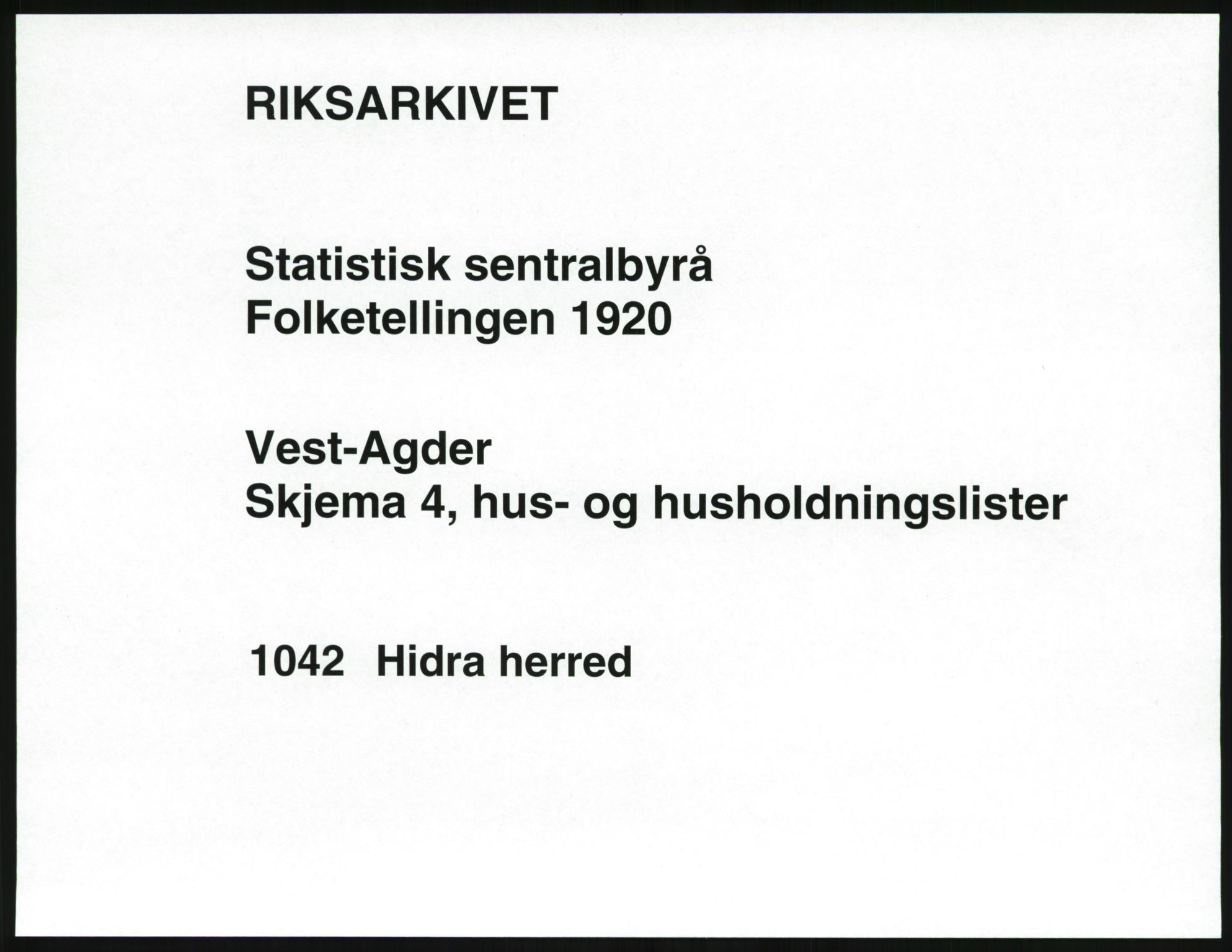 SAK, Folketelling 1920 for 1042 Hidra herred, 1920, s. 24