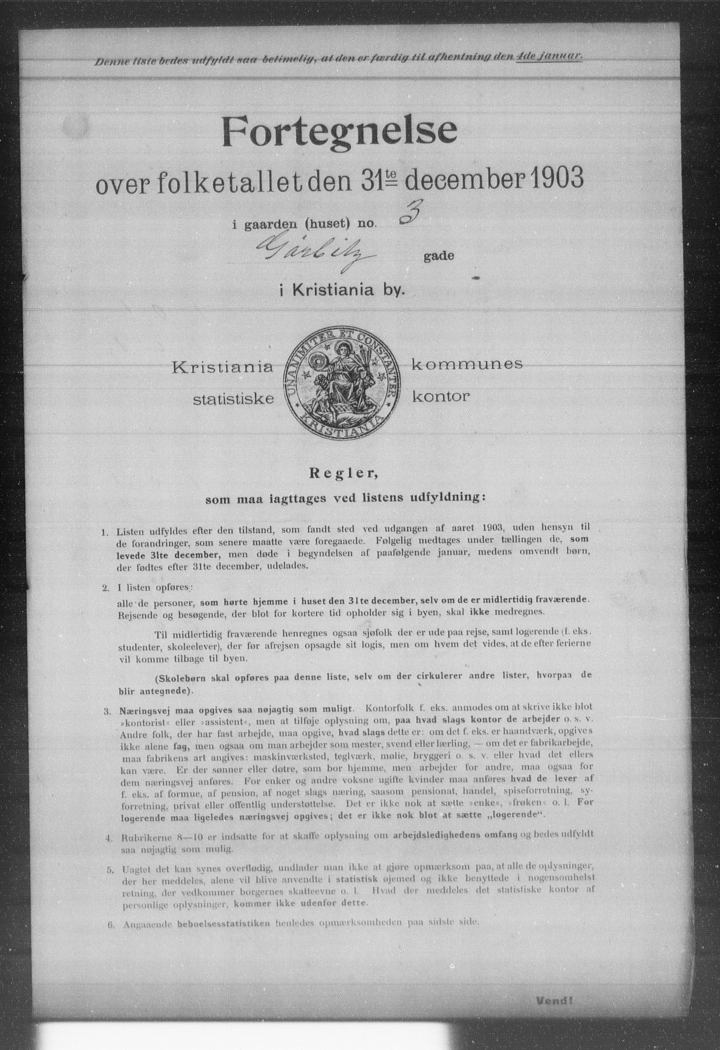 OBA, Kommunal folketelling 31.12.1903 for Kristiania kjøpstad, 1903, s. 6693