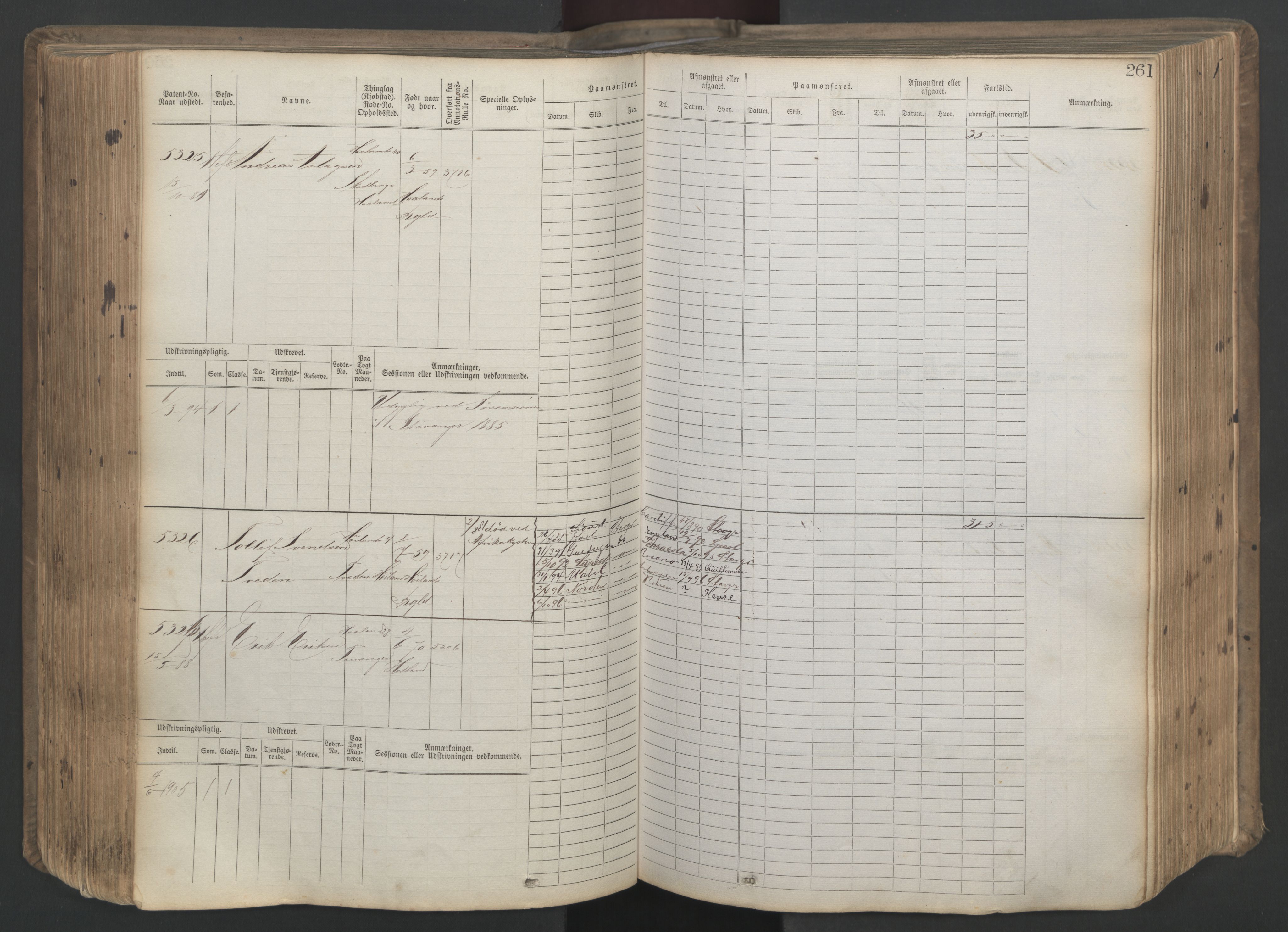 Stavanger sjømannskontor, AV/SAST-A-102006/F/Fb/Fbb/L0020: Sjøfartshovedrulle patnentnr. 4803-6004 (dublett), 1879, s. 266