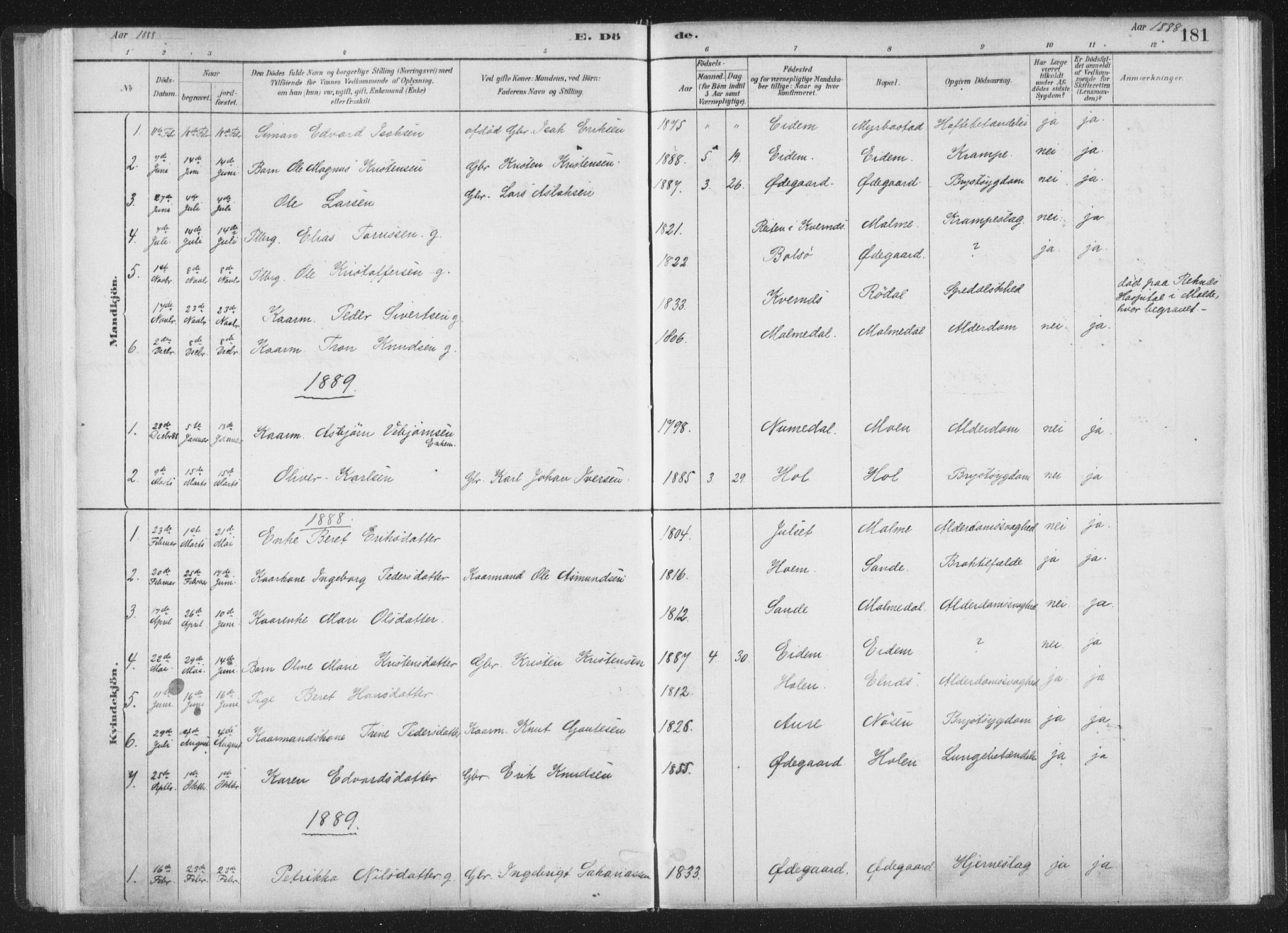 Ministerialprotokoller, klokkerbøker og fødselsregistre - Møre og Romsdal, SAT/A-1454/564/L0740: Ministerialbok nr. 564A01, 1880-1899, s. 181