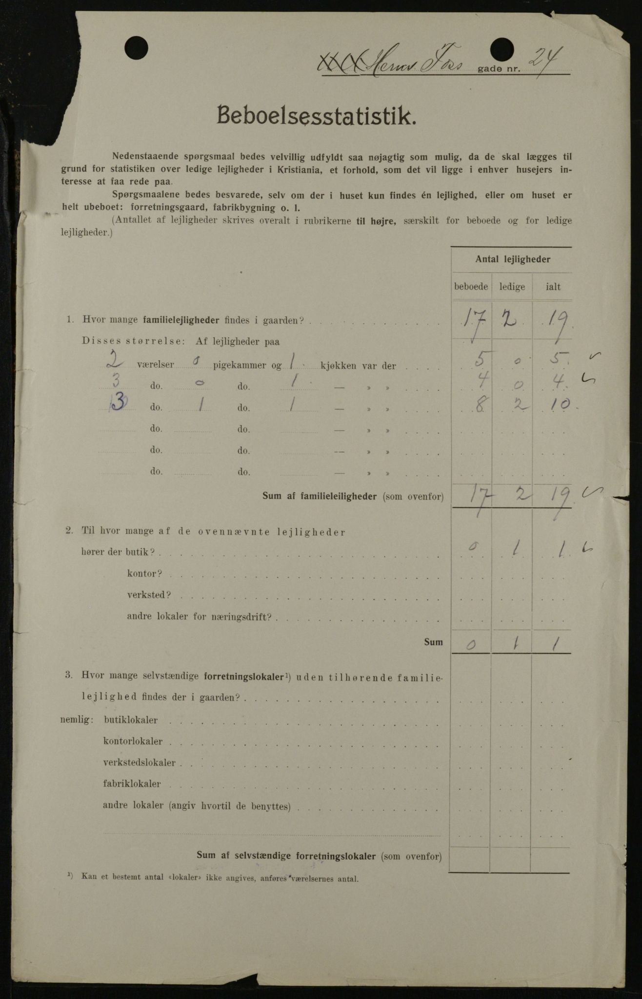 OBA, Kommunal folketelling 1.2.1908 for Kristiania kjøpstad, 1908, s. 35151