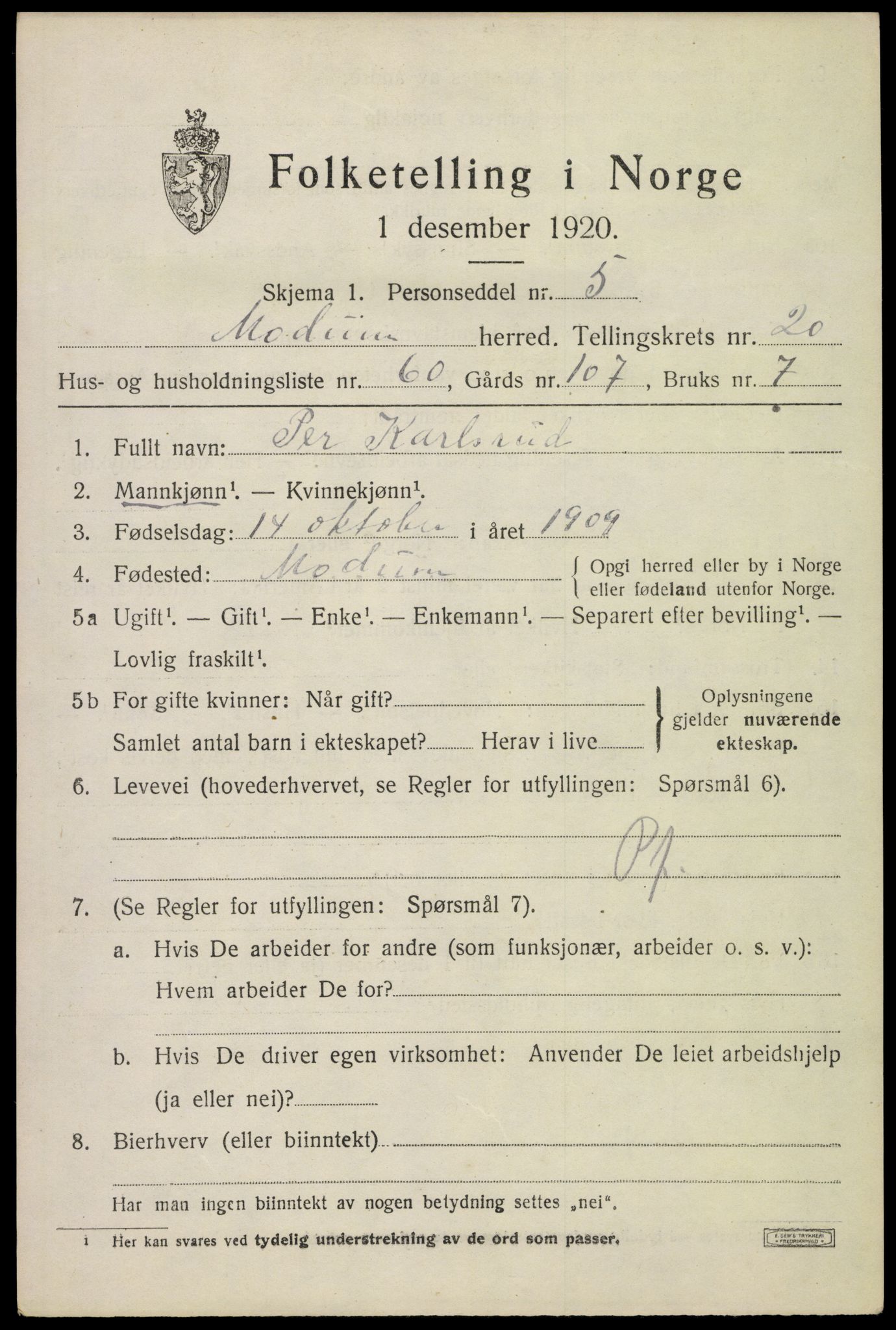 SAKO, Folketelling 1920 for 0623 Modum herred, 1920, s. 22639