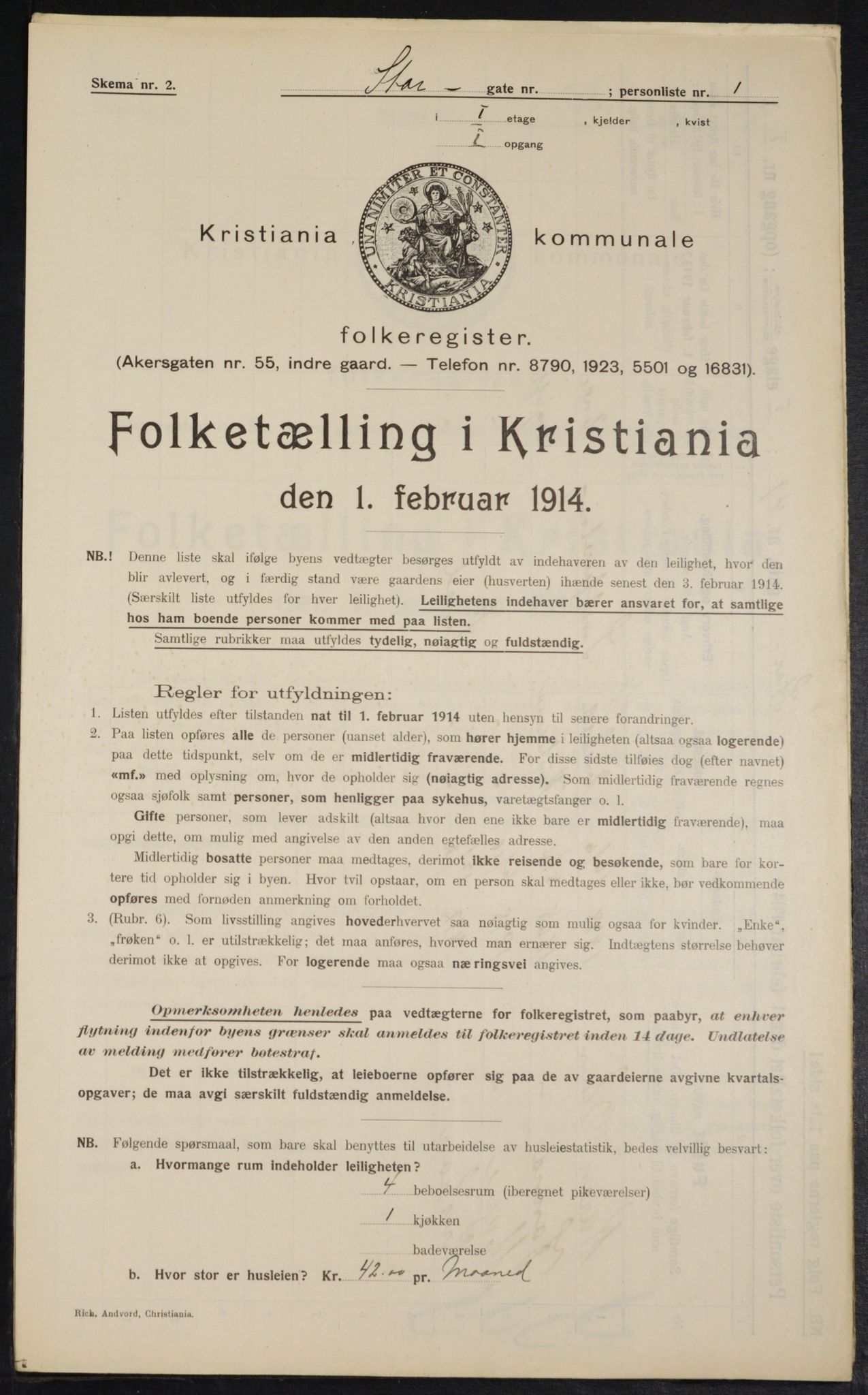 OBA, Kommunal folketelling 1.2.1914 for Kristiania, 1914, s. 104187