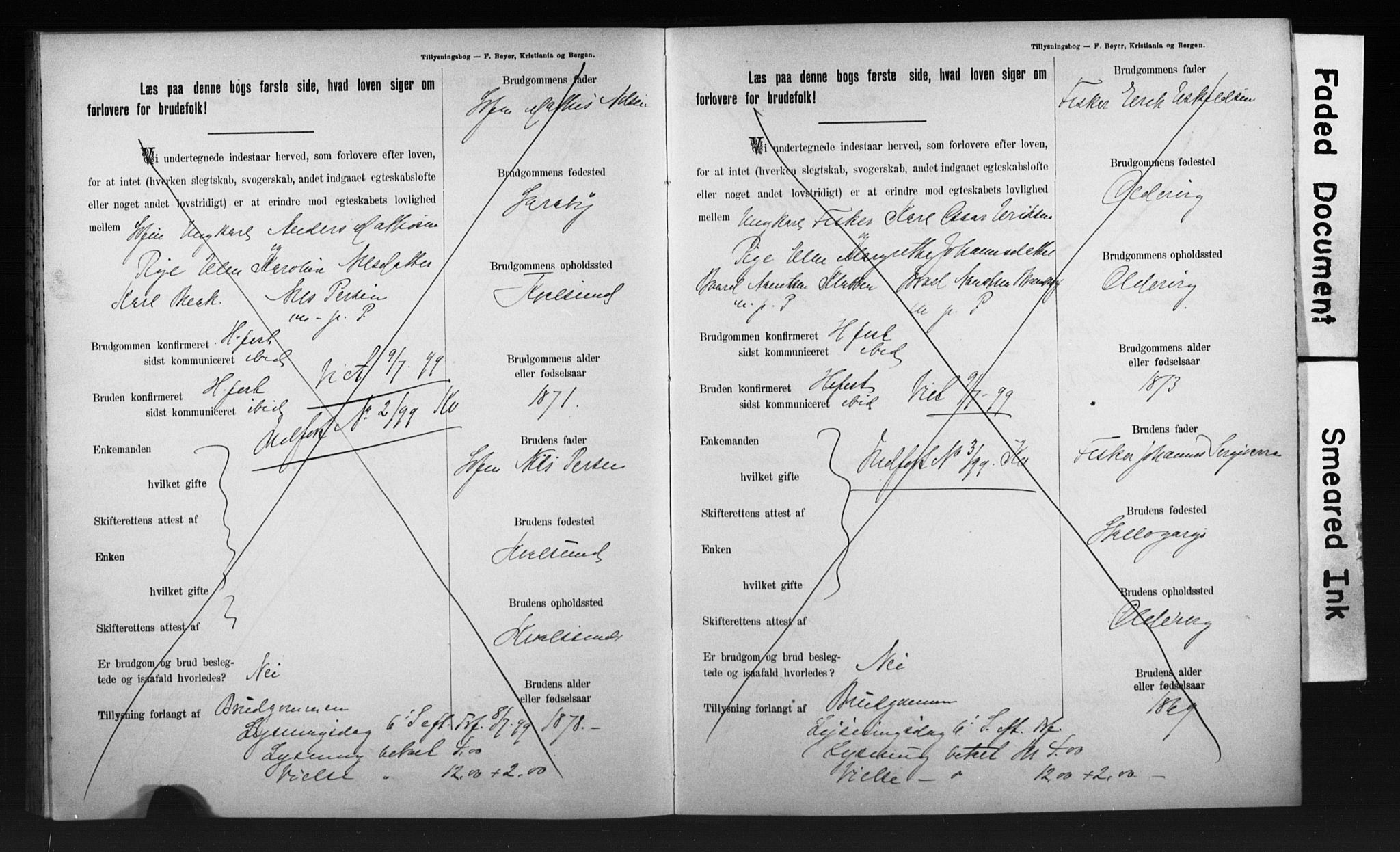 Hammerfest sokneprestkontor, AV/SATØ-S-1347/I/Ib/L0070/0004: Lysningsprotokoll nr. 70.4, 1896-1899