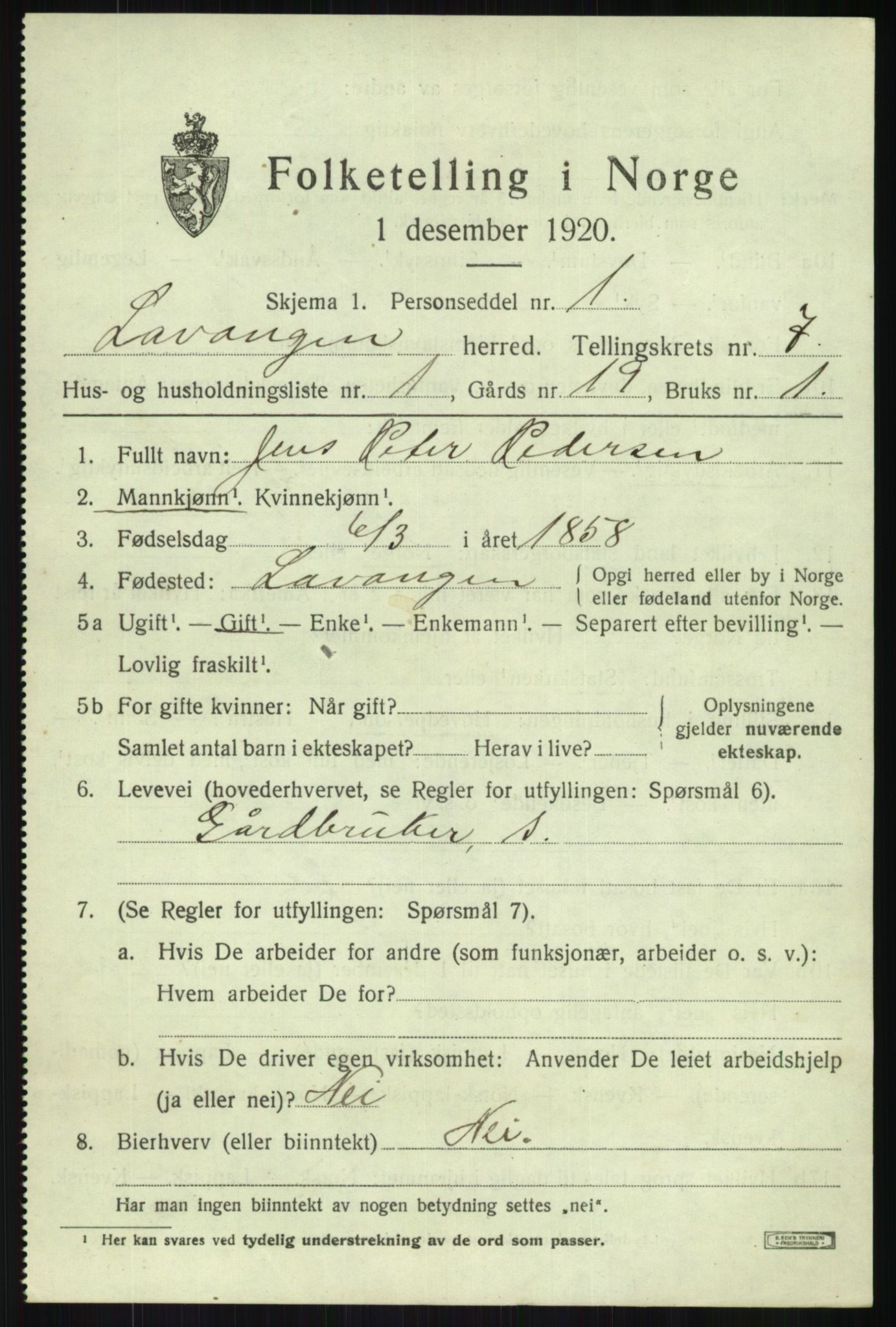 SATØ, Folketelling 1920 for 1920 Lavangen herred, 1920, s. 2679