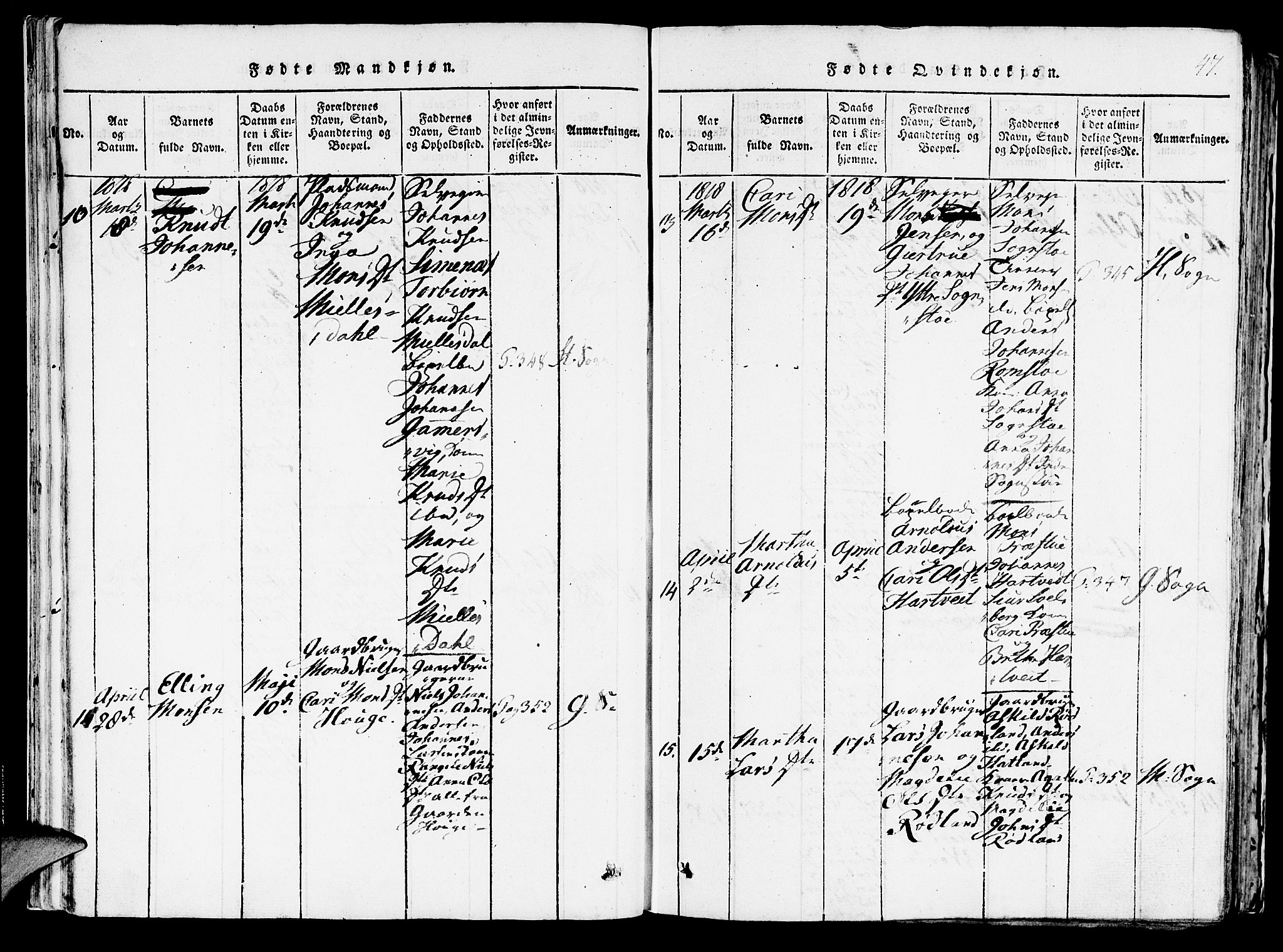 Haus sokneprestembete, SAB/A-75601/H/Haa: Ministerialbok nr. A 12, 1816-1821, s. 47