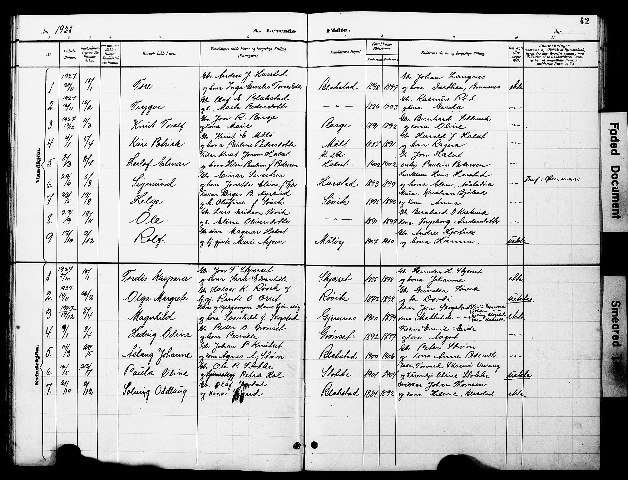 Ministerialprotokoller, klokkerbøker og fødselsregistre - Møre og Romsdal, SAT/A-1454/585/L0973: Klokkerbok nr. 585C01, 1893-1930, s. 42