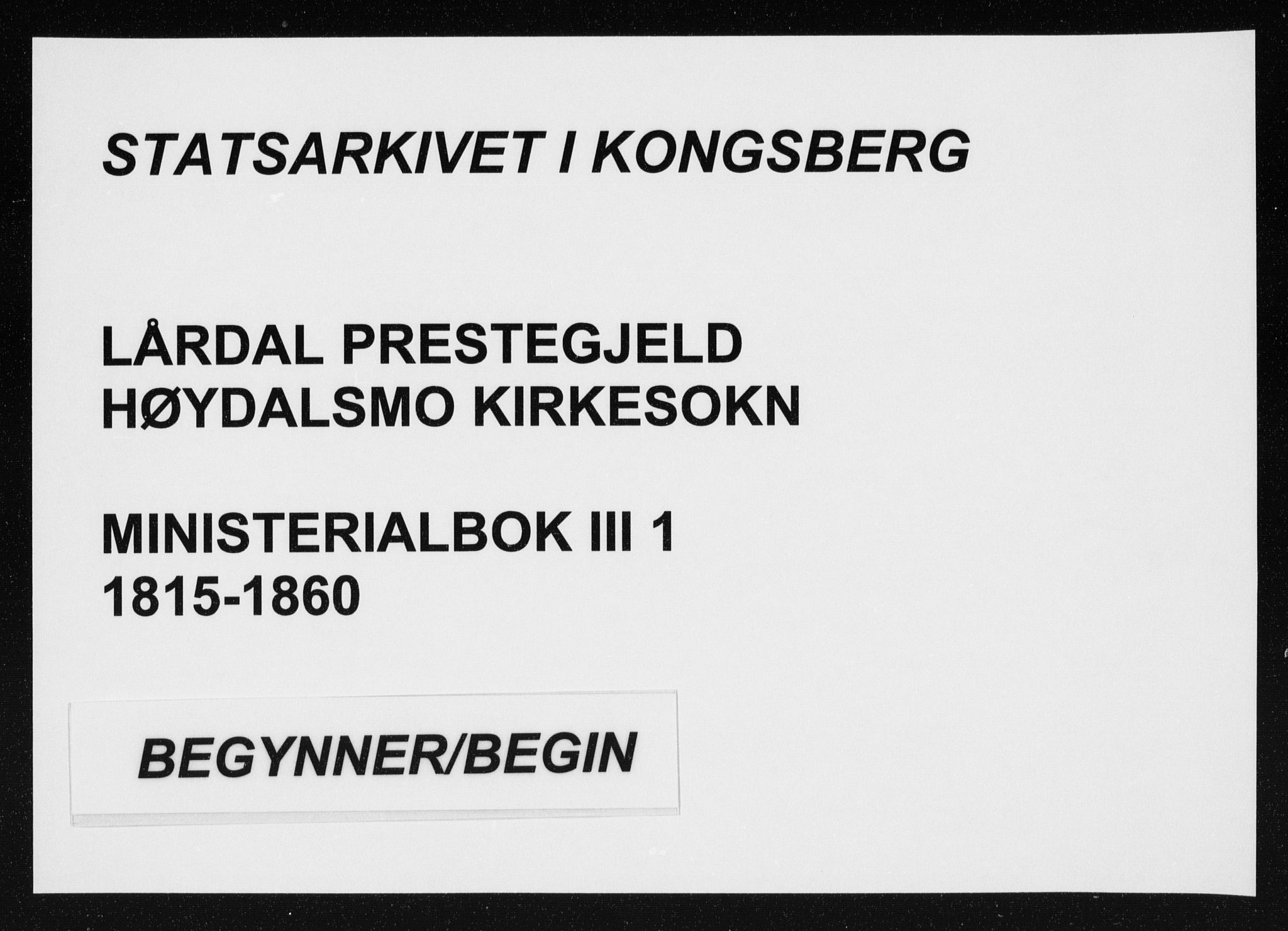 Lårdal kirkebøker, SAKO/A-284/F/Fc/L0001: Ministerialbok nr. III 1, 1815-1860