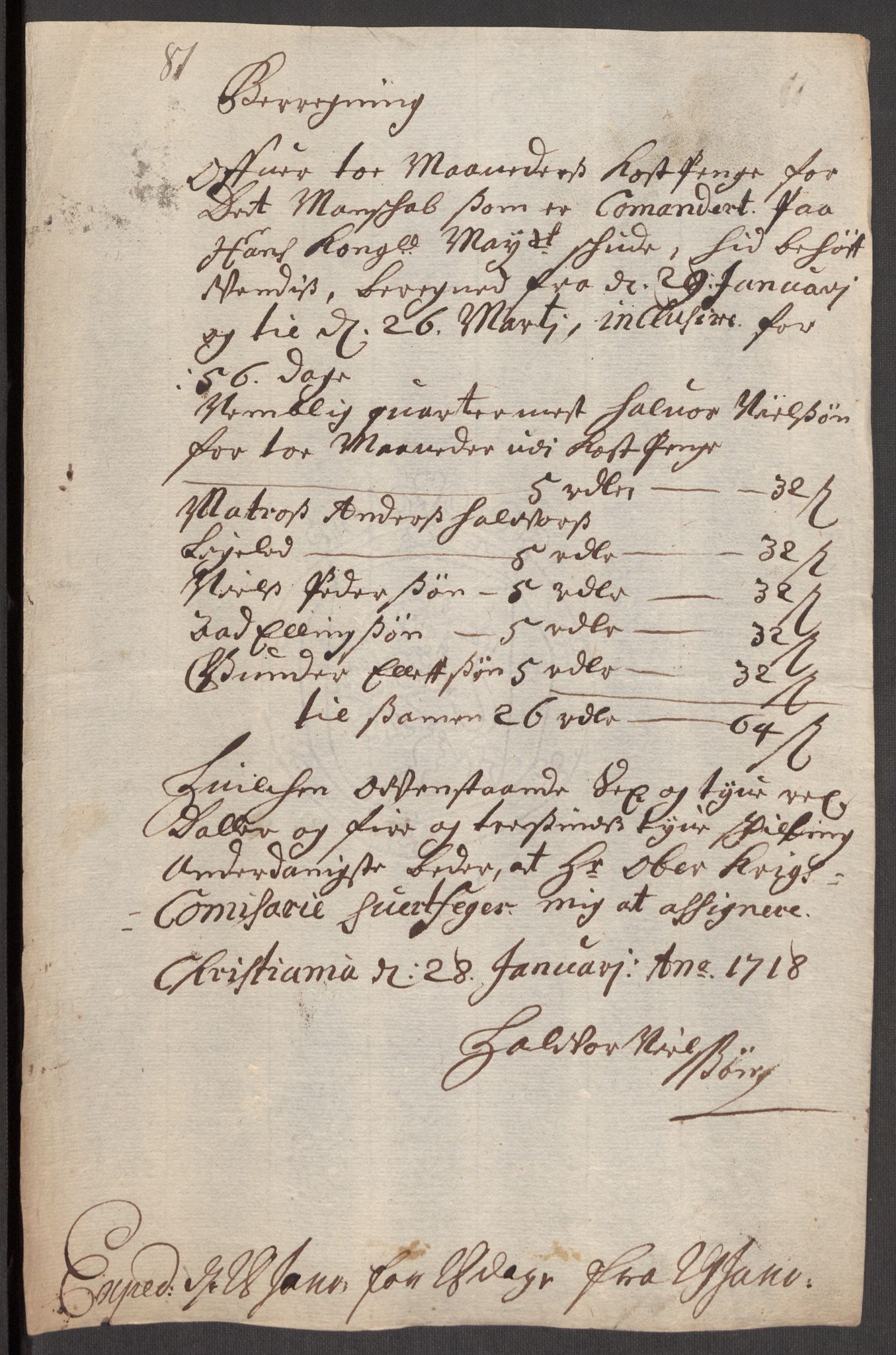Kommanderende general (KG I) med Det norske krigsdirektorium, AV/RA-EA-5419/E/Eb/L0001: Ruller over noen kompanier som tjenestegjorde på flåten, 1712-1721, s. 595