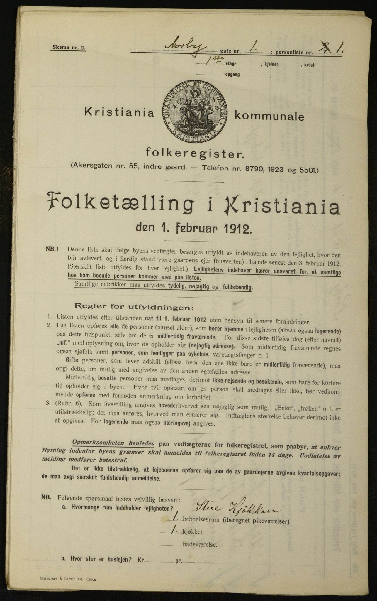 OBA, Kommunal folketelling 1.2.1912 for Kristiania, 1912, s. 72012