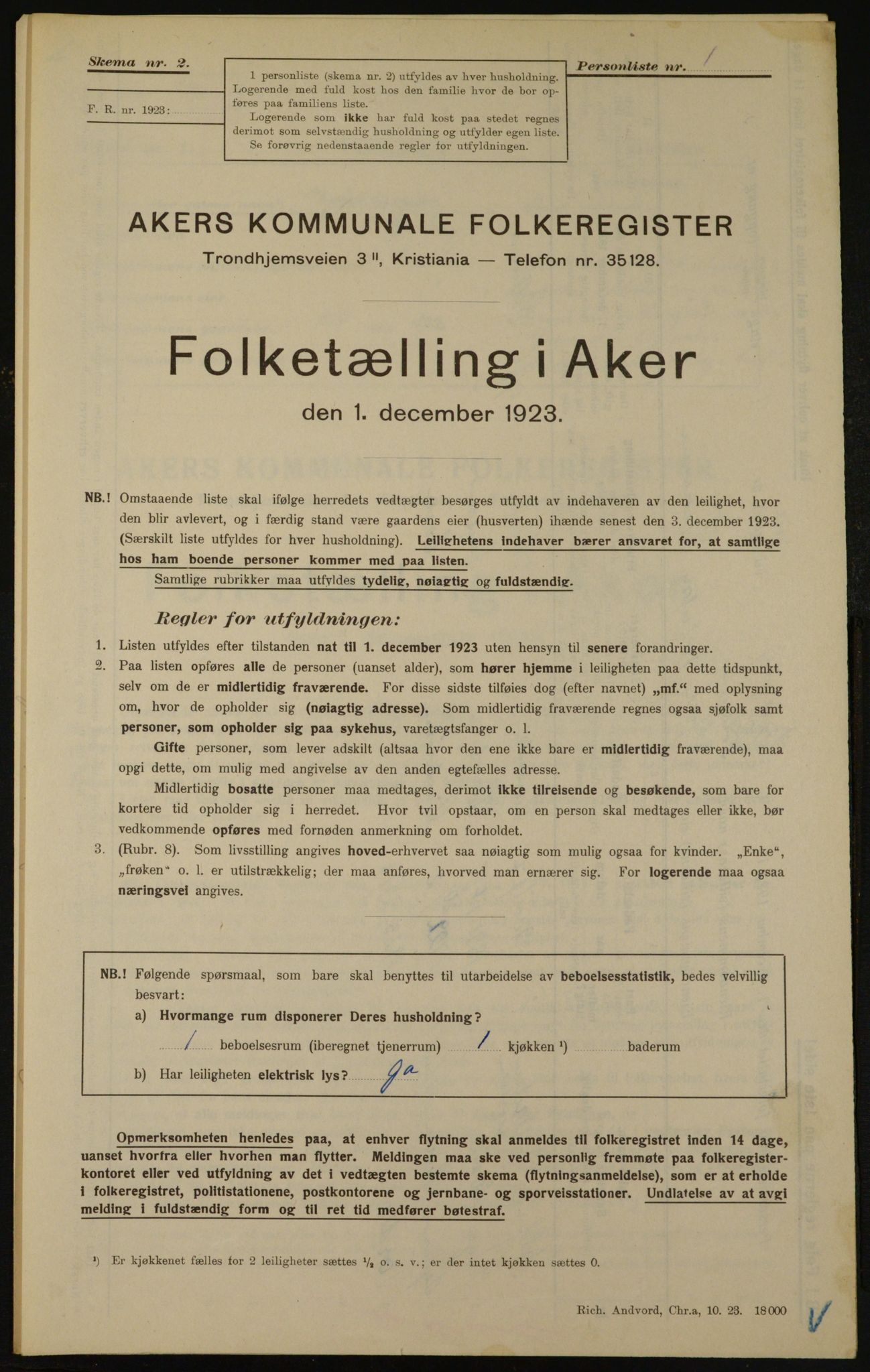 , Kommunal folketelling 1.12.1923 for Aker, 1923, s. 23049