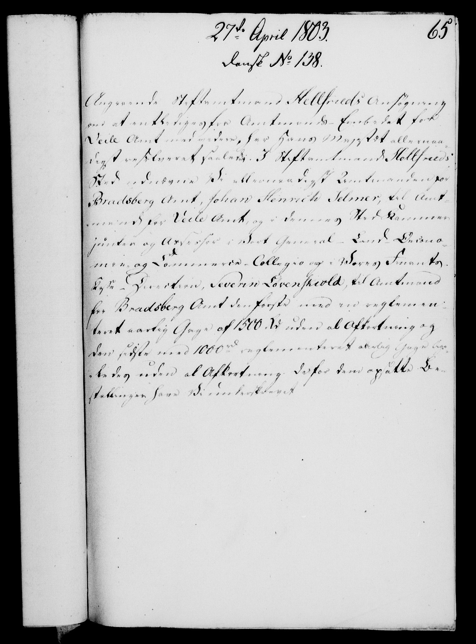 Rentekammeret, Kammerkanselliet, RA/EA-3111/G/Gf/Gfa/L0085: Norsk relasjons- og resolusjonsprotokoll (merket RK 52.85), 1803, s. 415