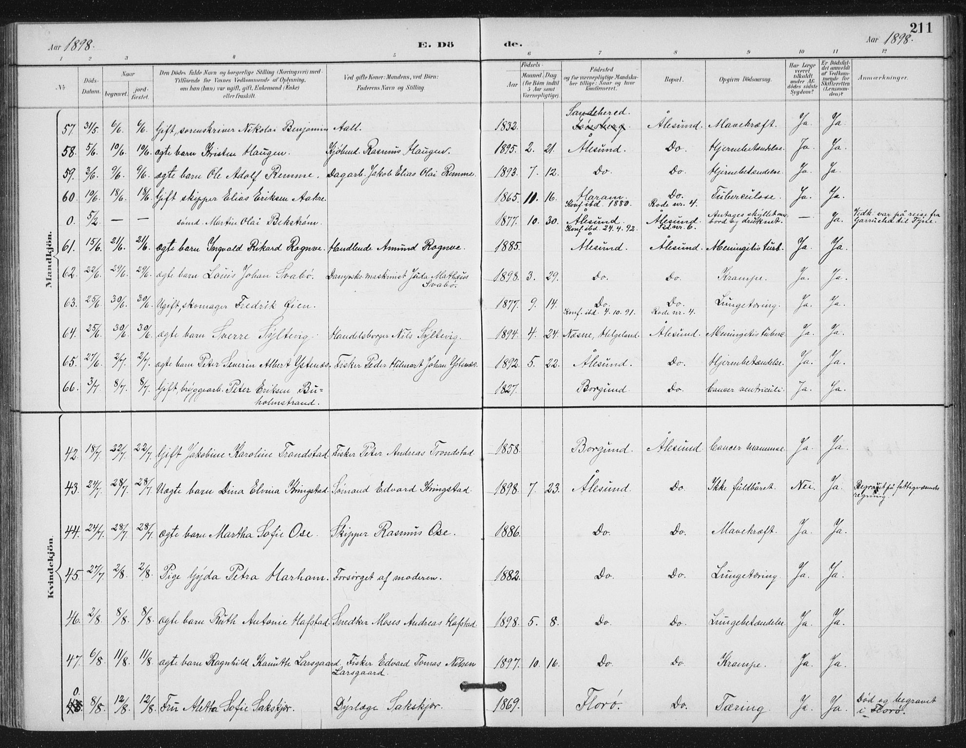 Ministerialprotokoller, klokkerbøker og fødselsregistre - Møre og Romsdal, AV/SAT-A-1454/529/L0457: Ministerialbok nr. 529A07, 1894-1903, s. 211