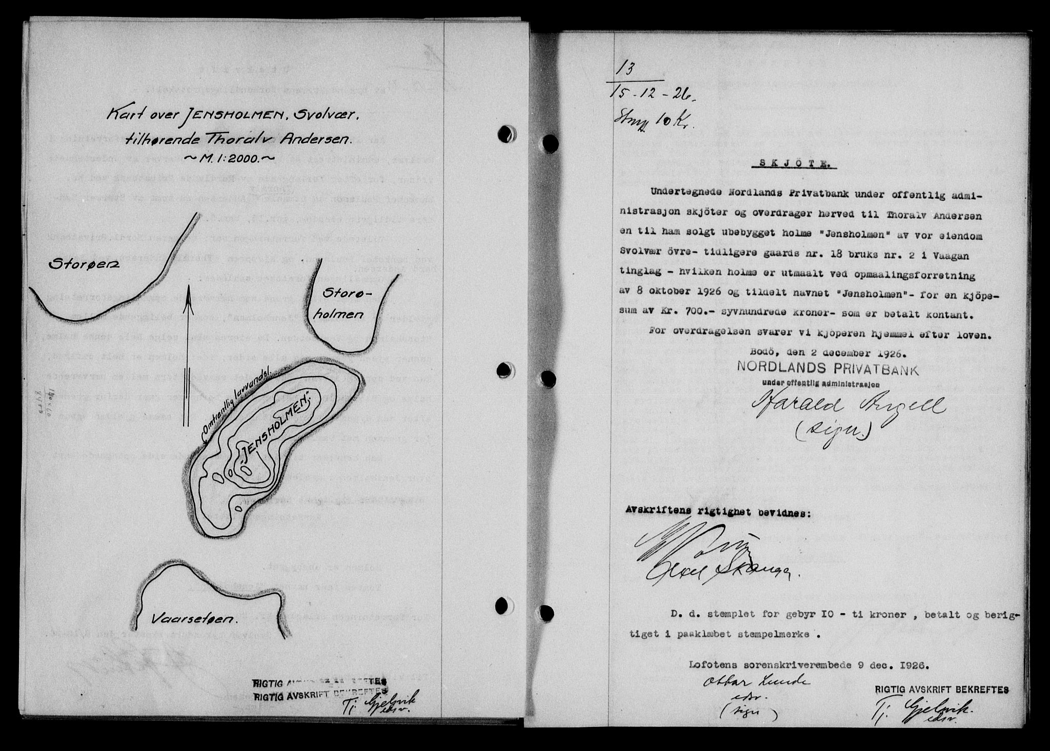 Lofoten sorenskriveri, SAT/A-0017/1/2/2C/L0014b: Pantebok nr. 14b, 1926-1926, Tingl.dato: 15.12.1926