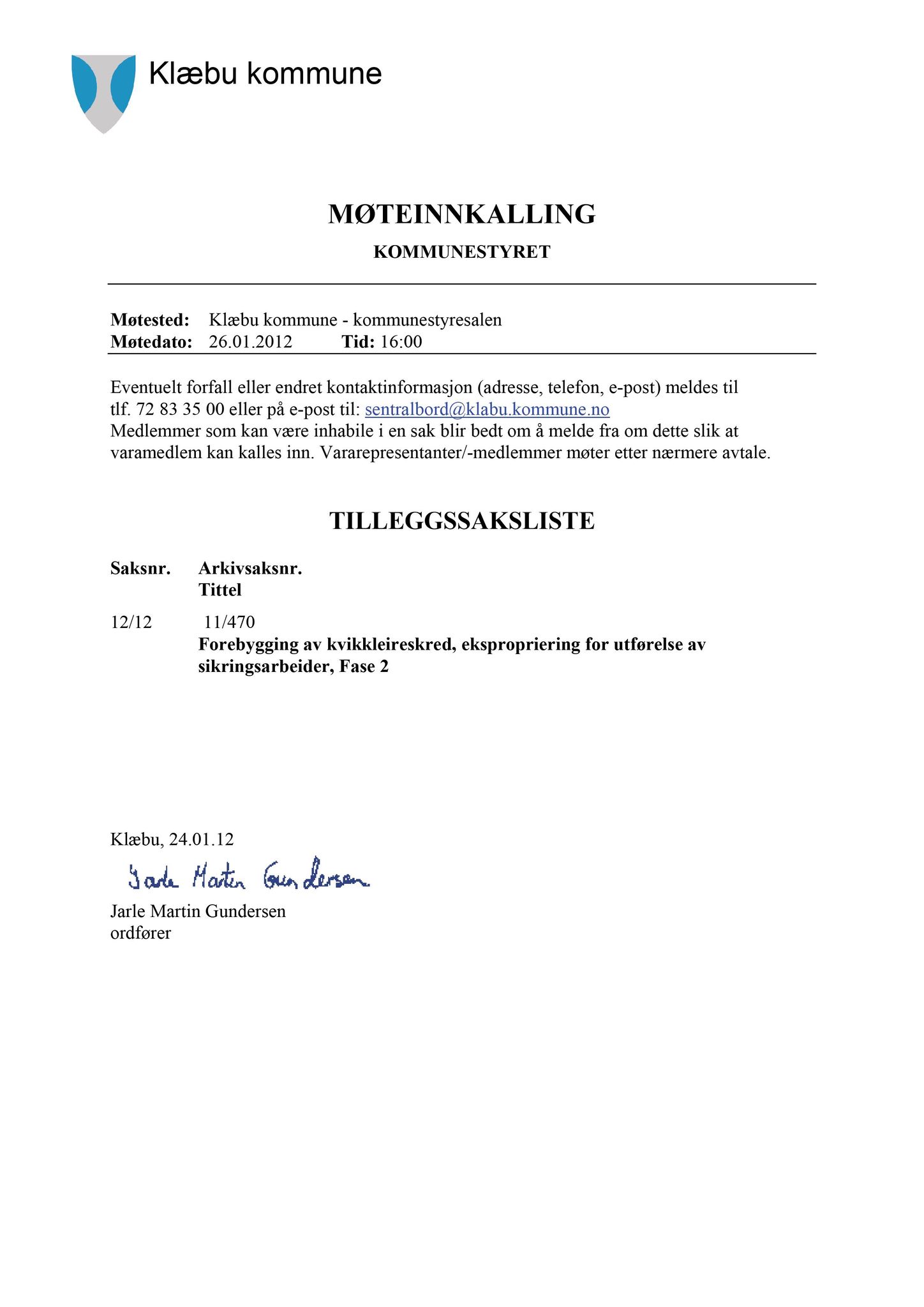 Klæbu Kommune, TRKO/KK/01-KS/L005: Kommunestyret - Møtedokumenter, 2012, s. 234