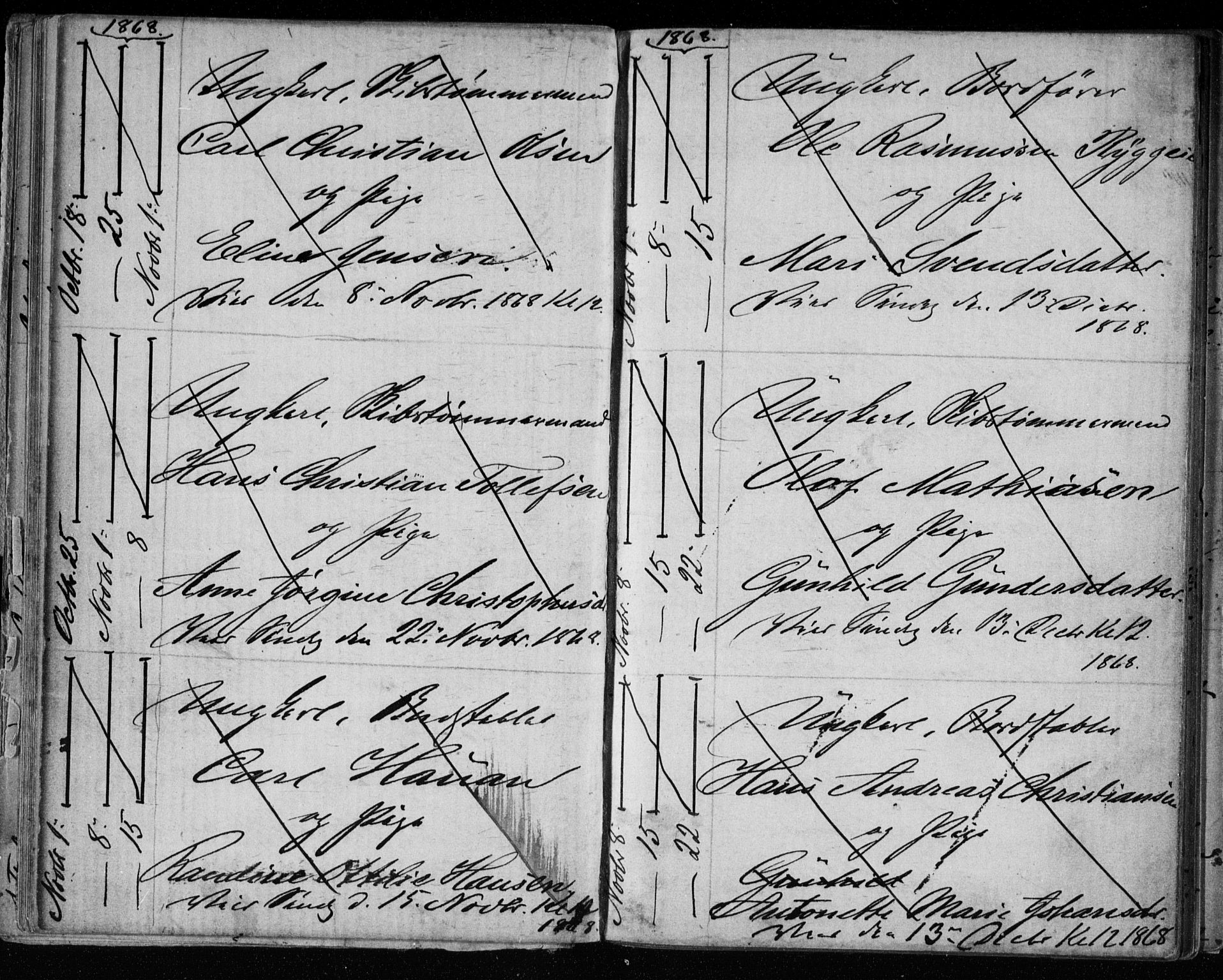 Bragernes kirkebøker, SAKO/A-6/H/Ha/L0005: Lysningsprotokoll nr. 5, 1866-1872